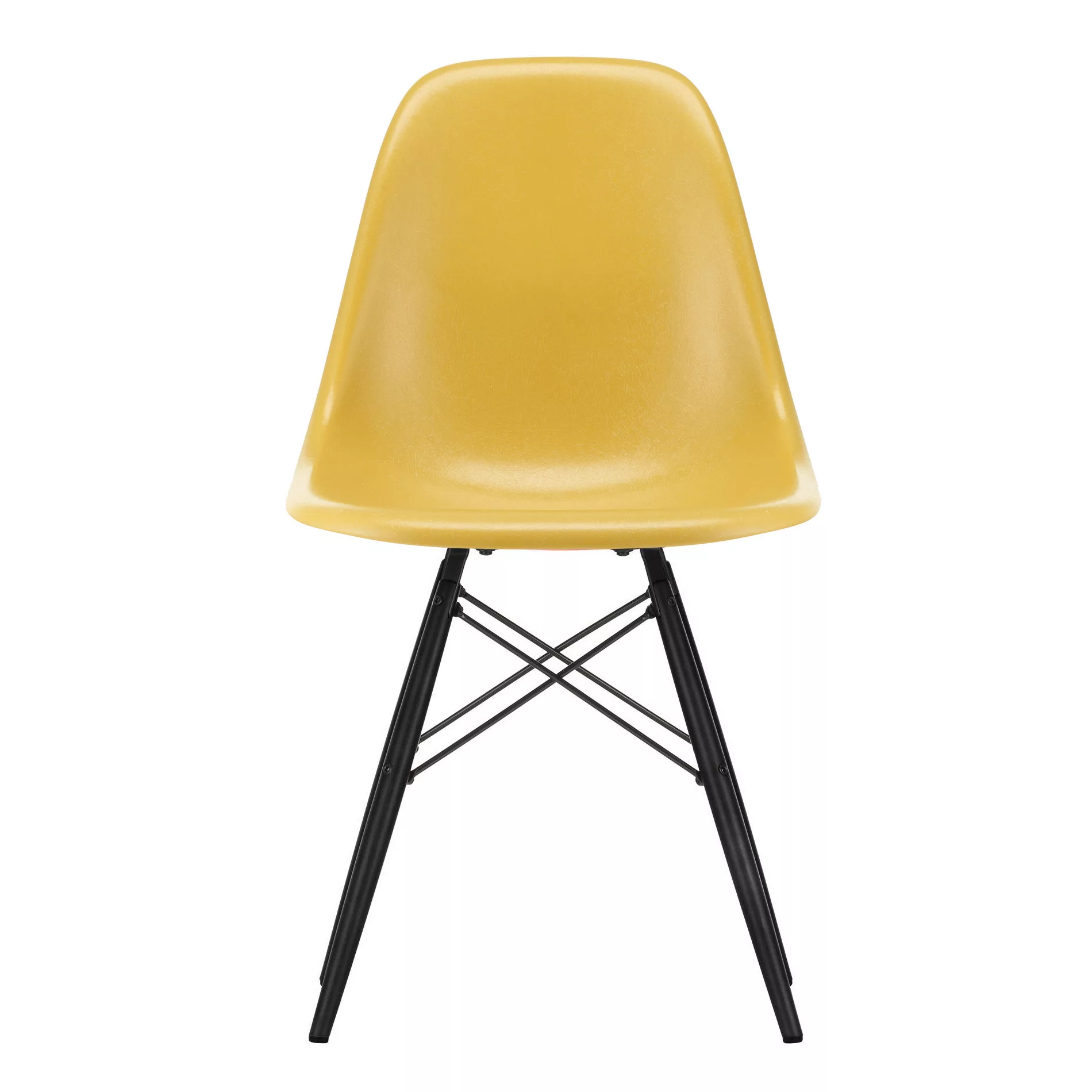 Vitra - Eames Fiberglass Side Chair DSW Ahorn schwarz - ocker hell/Sitzscha günstig online kaufen