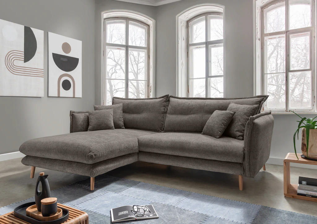 INOSIGN Ecksofa "Lazio modern und bequem, schmale Armlehnen, tolle Detailve günstig online kaufen