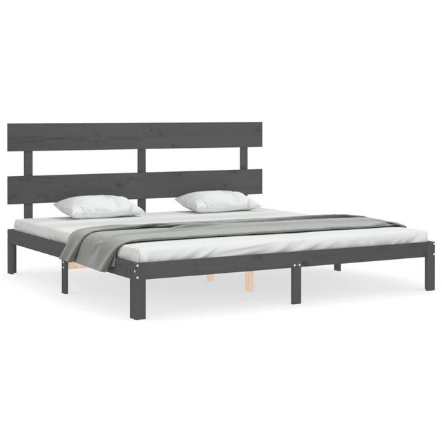 vidaXL Bett Massivholzbett mit Kopfteil Grau 200x200 cm günstig online kaufen