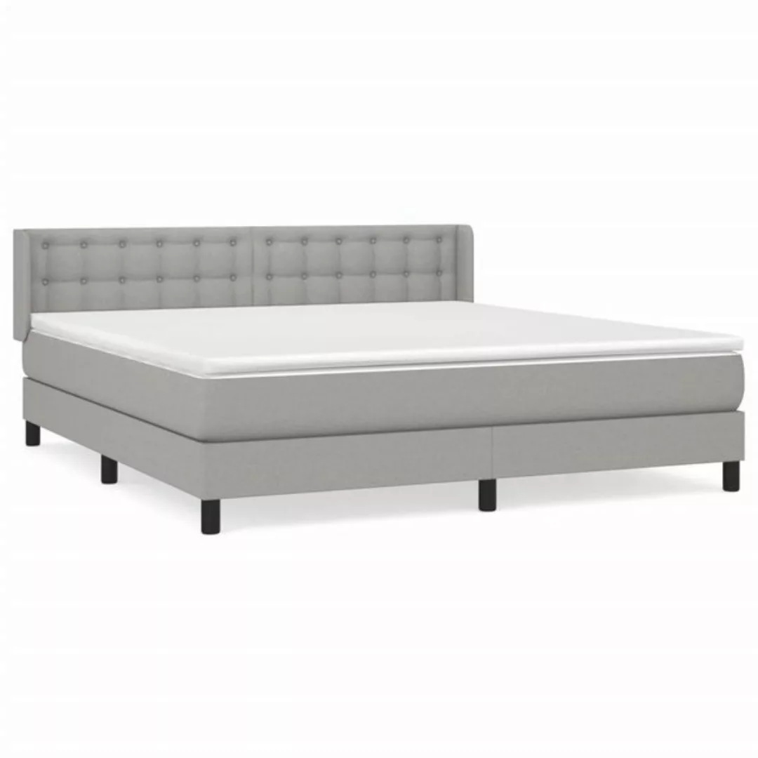 vidaXL Boxspringbett Boxspringbett mit Matratze Hellgrau 180x200 cm Stoff B günstig online kaufen