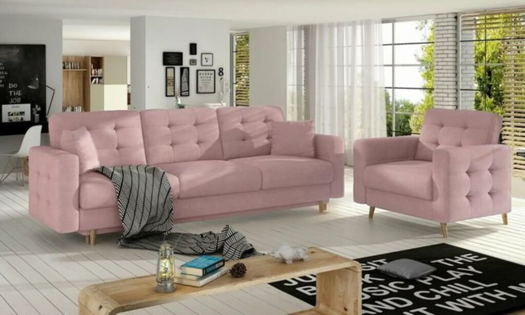 JVmoebel Sofa Braune Chesterfield Couch Polster 3+1 Sitzer Polstermöbel Sof günstig online kaufen