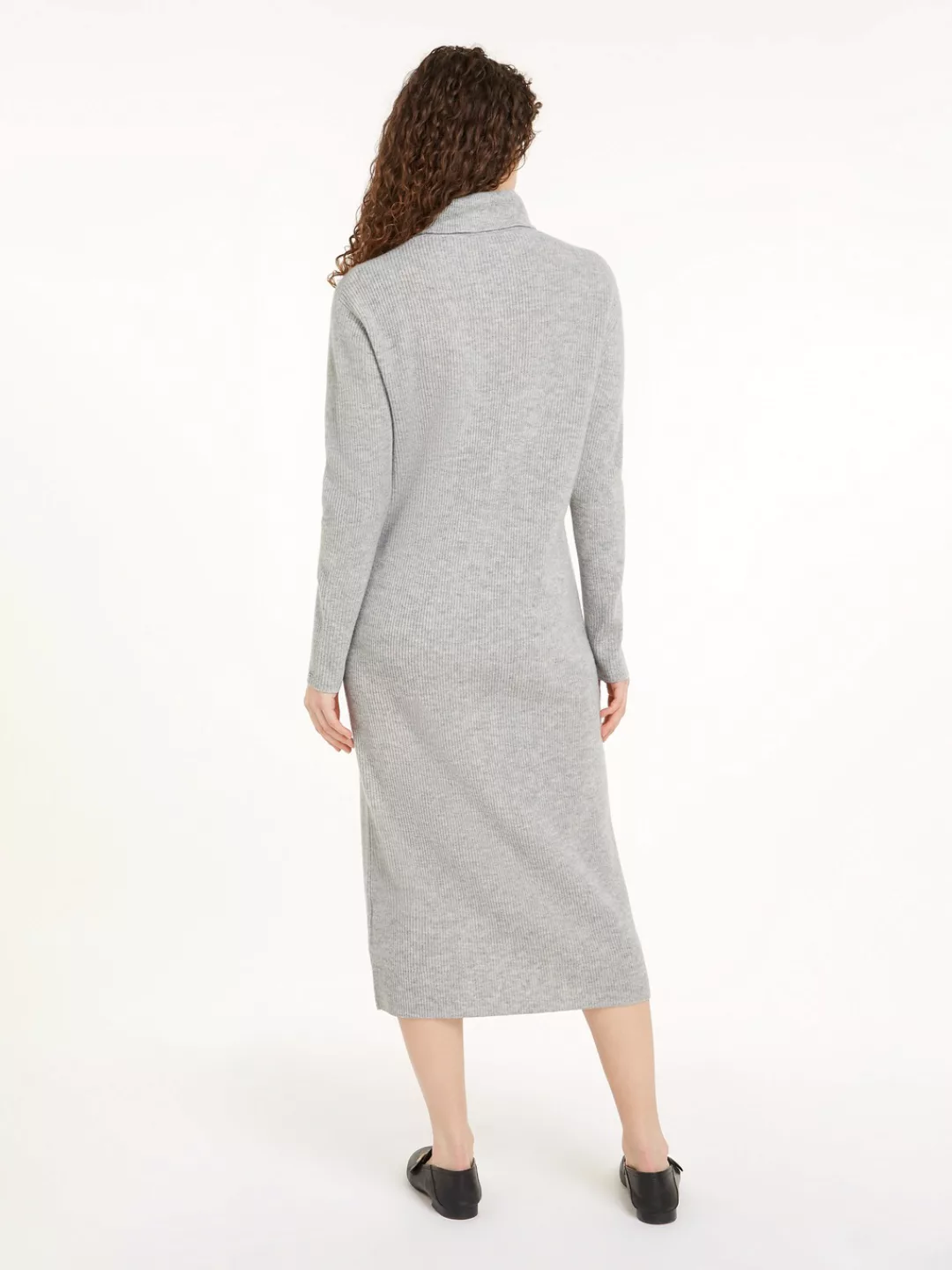 Tommy Hilfiger Strickkleid "WOOL CASH ROLL-NK LONG DRESS", mit Logostickere günstig online kaufen