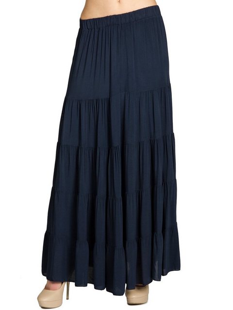 Caspar Faltenrock RO020 langer eleganter Damen Maxi Sommer Rock günstig online kaufen