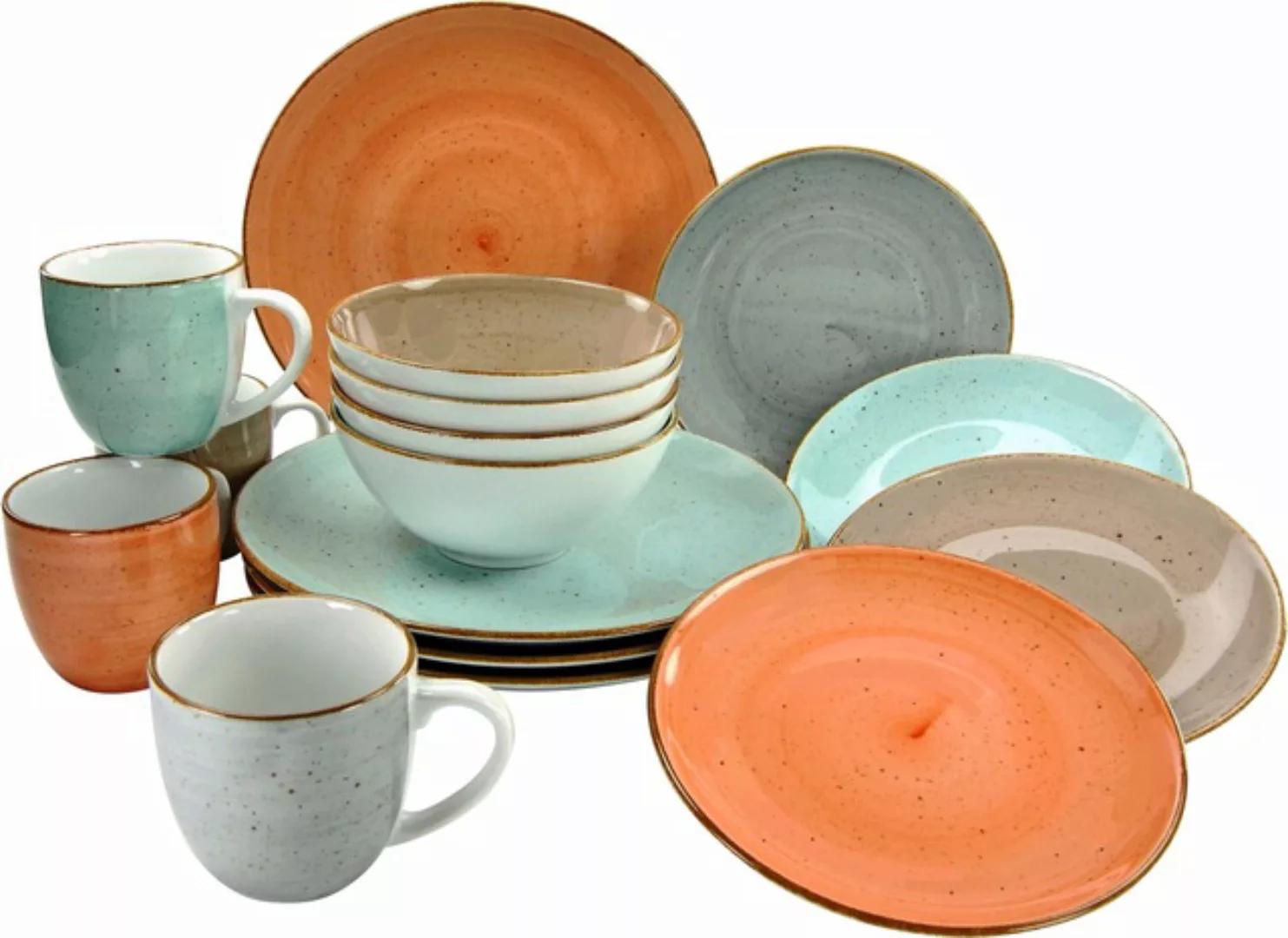 CreaTable Kombiservice »Geschirr-Set VINTAGE NATURE«, (Set, 16 tlg., Kaffee günstig online kaufen