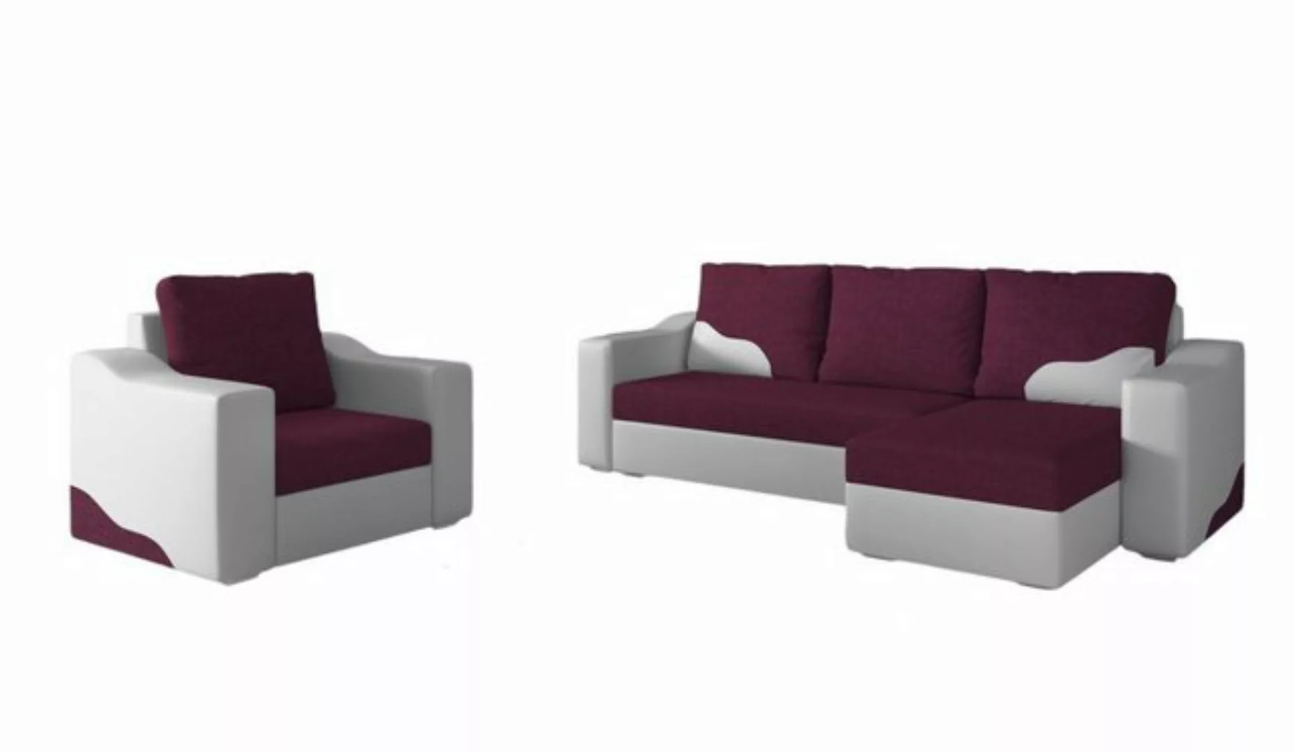 Fun Möbel Polstergarnitur Sofaset Ecksofa COLLIN mit Ottomane plus Sessel, günstig online kaufen