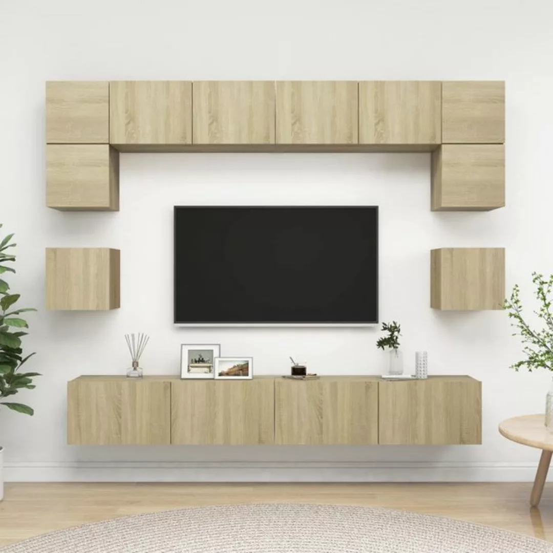 vidaXL TV-Schrank 8-tlg TV-Schrank-Set Sonoma-Eiche Spanplatte TV-Konsole f günstig online kaufen