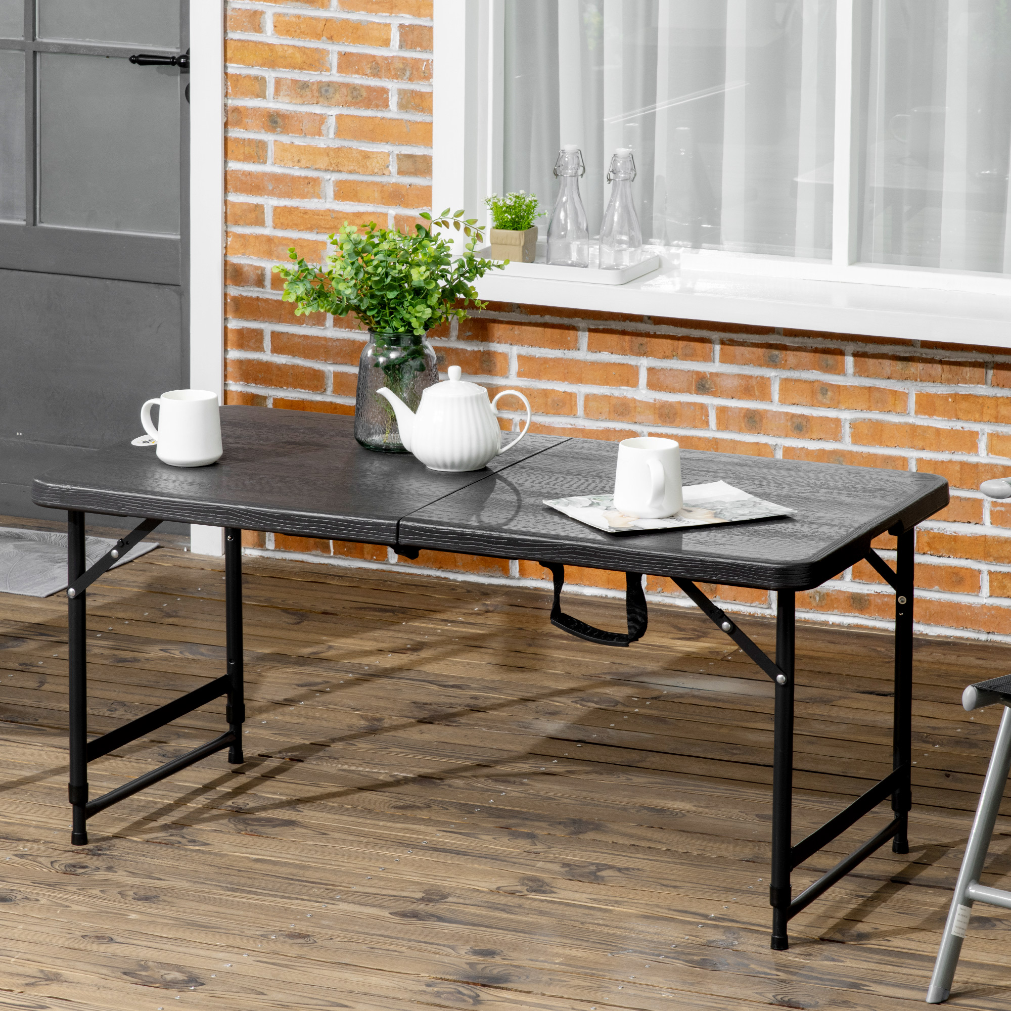 Outsunny Gartentisch klappbar Kunststoff 118 x 60 x 74 cm Wetterfest Klappt günstig online kaufen