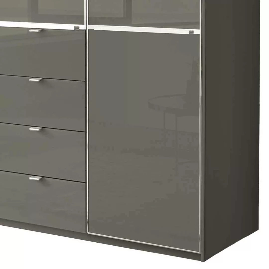 Kleiderschrank modern Schlafzimmerschrank mit vier Schubladen in Braun günstig online kaufen