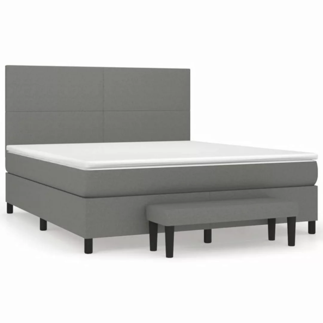 vidaXL Bettgestell Boxspringbett mit Matratze Dunkelgrau 160x200 cm Stoff B günstig online kaufen