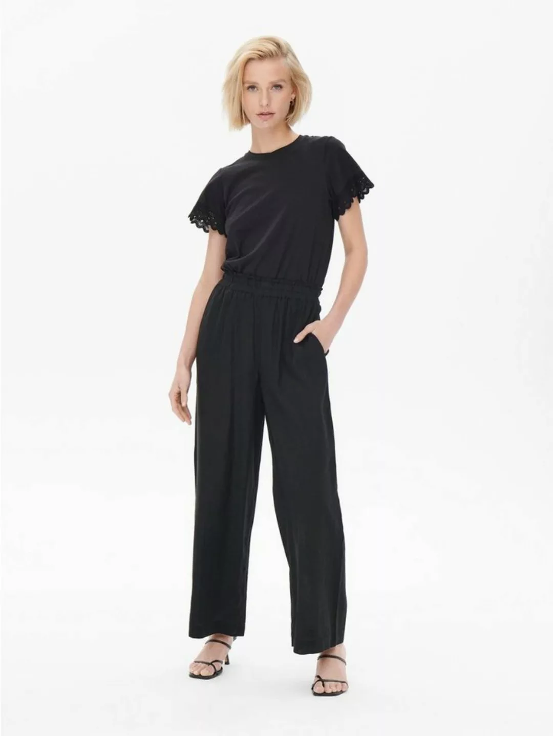 ONLY Stoffhose Elegante Business Leinen Hose Stoff Wide Leg Pants ONLTOKYO günstig online kaufen