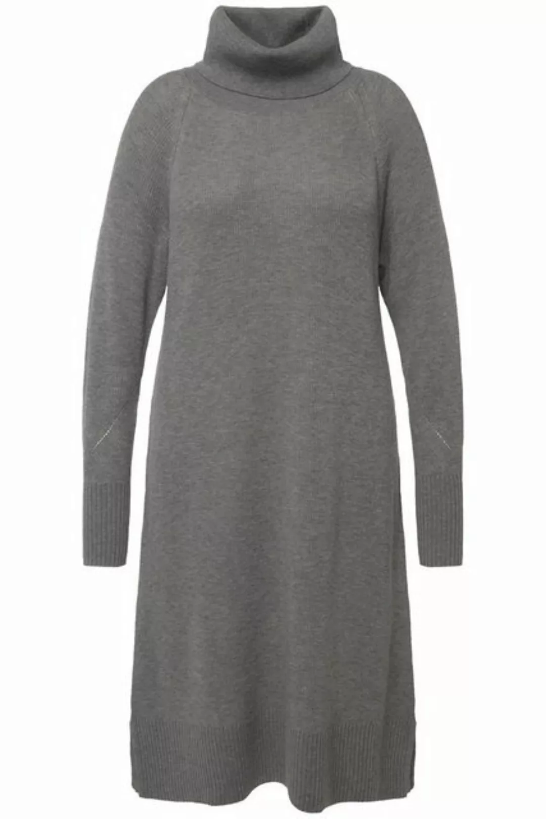 Ulla Popken Jerseykleid Strickkleid H-Linie Rippstrick Stehkragen Langarm günstig online kaufen