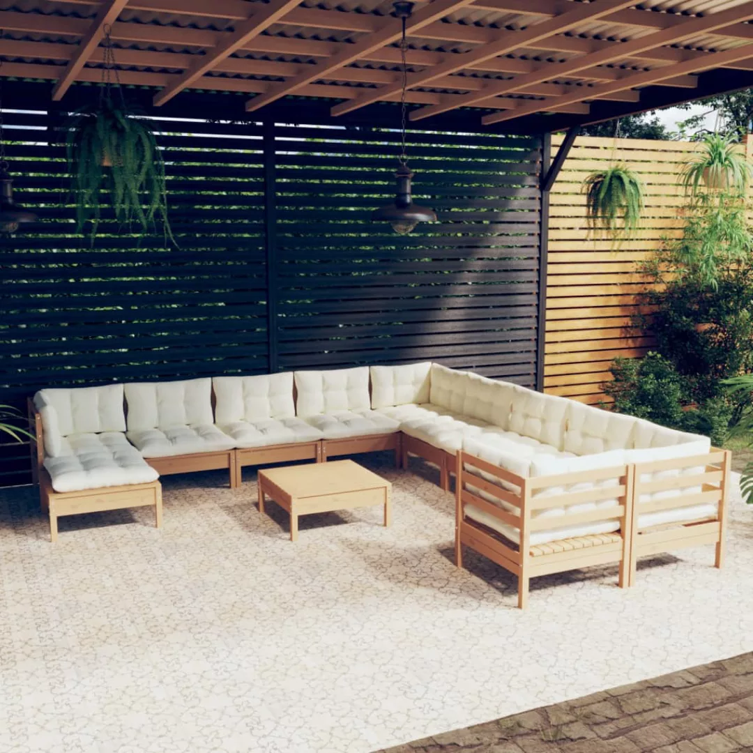 12-tlg. Garten-lounge-set Mit Kissen Honigbraun Kiefernholz günstig online kaufen