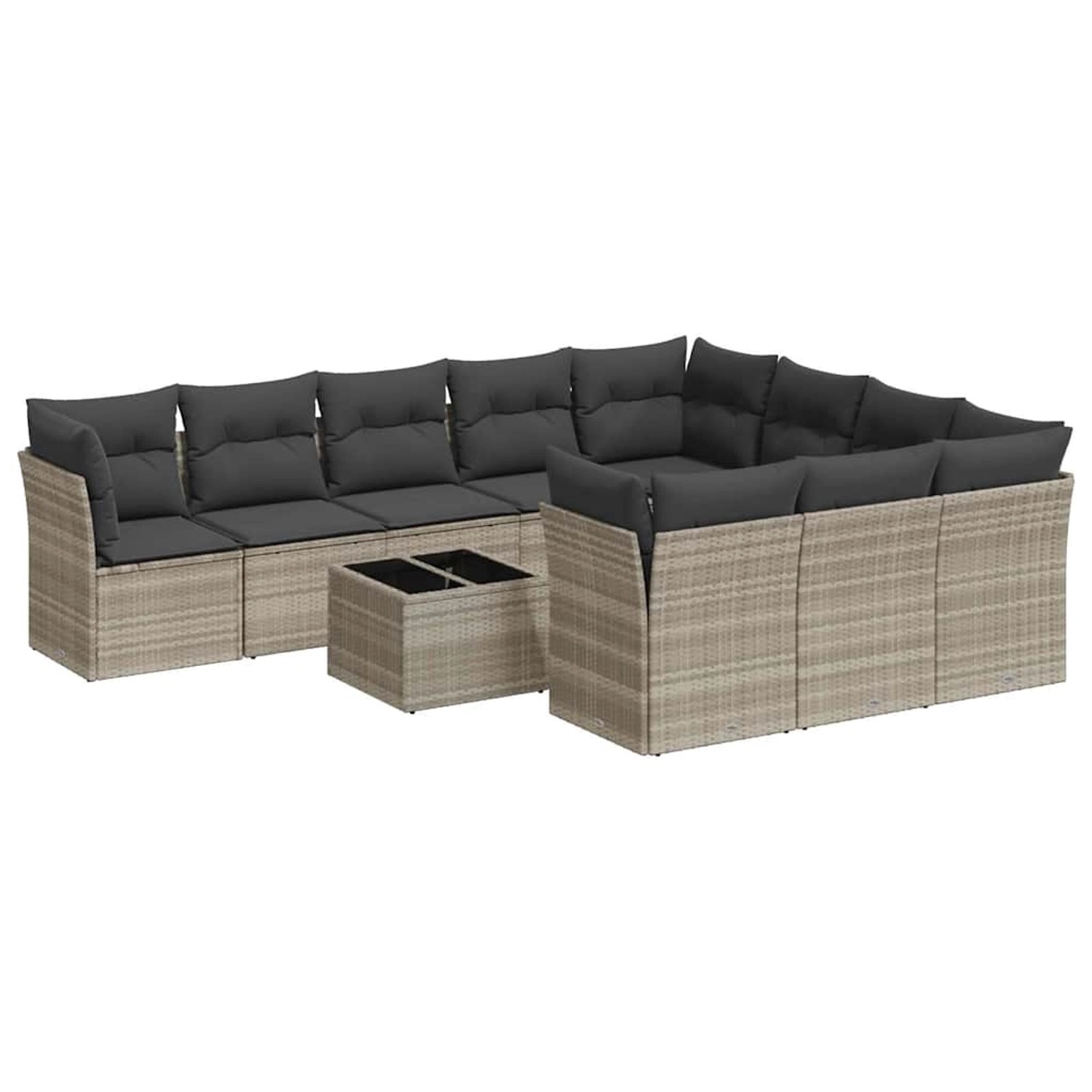 vidaXL 11-Tlg Garten-Sofagarnitur mit Kissen Hellgrau Poly Rattan 3218232 günstig online kaufen