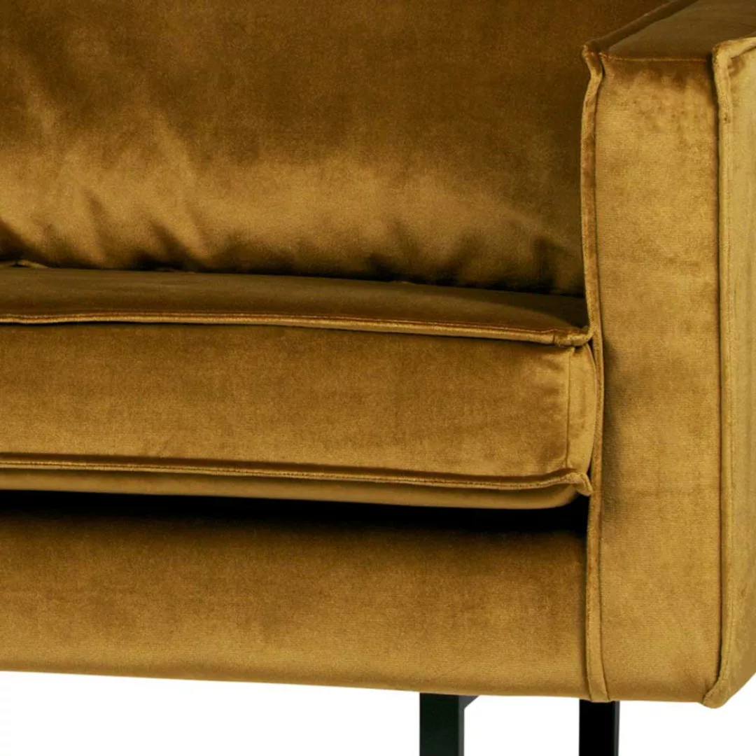 Zweisitzer Sofa im Retrostil Samt in Honigfarben günstig online kaufen