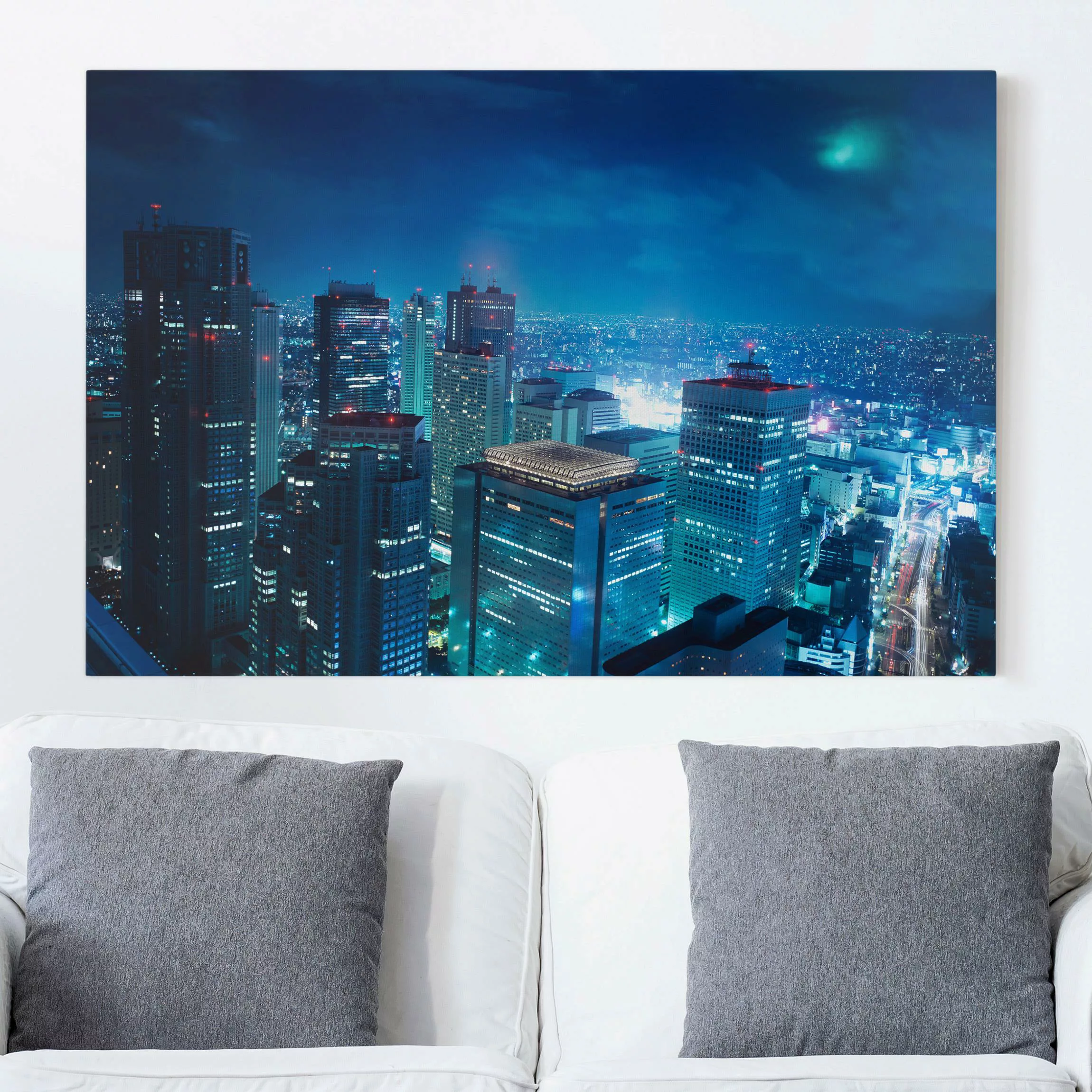 Leinwandbild Architektur & Skyline - Querformat Die Atmosphäre Tokios günstig online kaufen