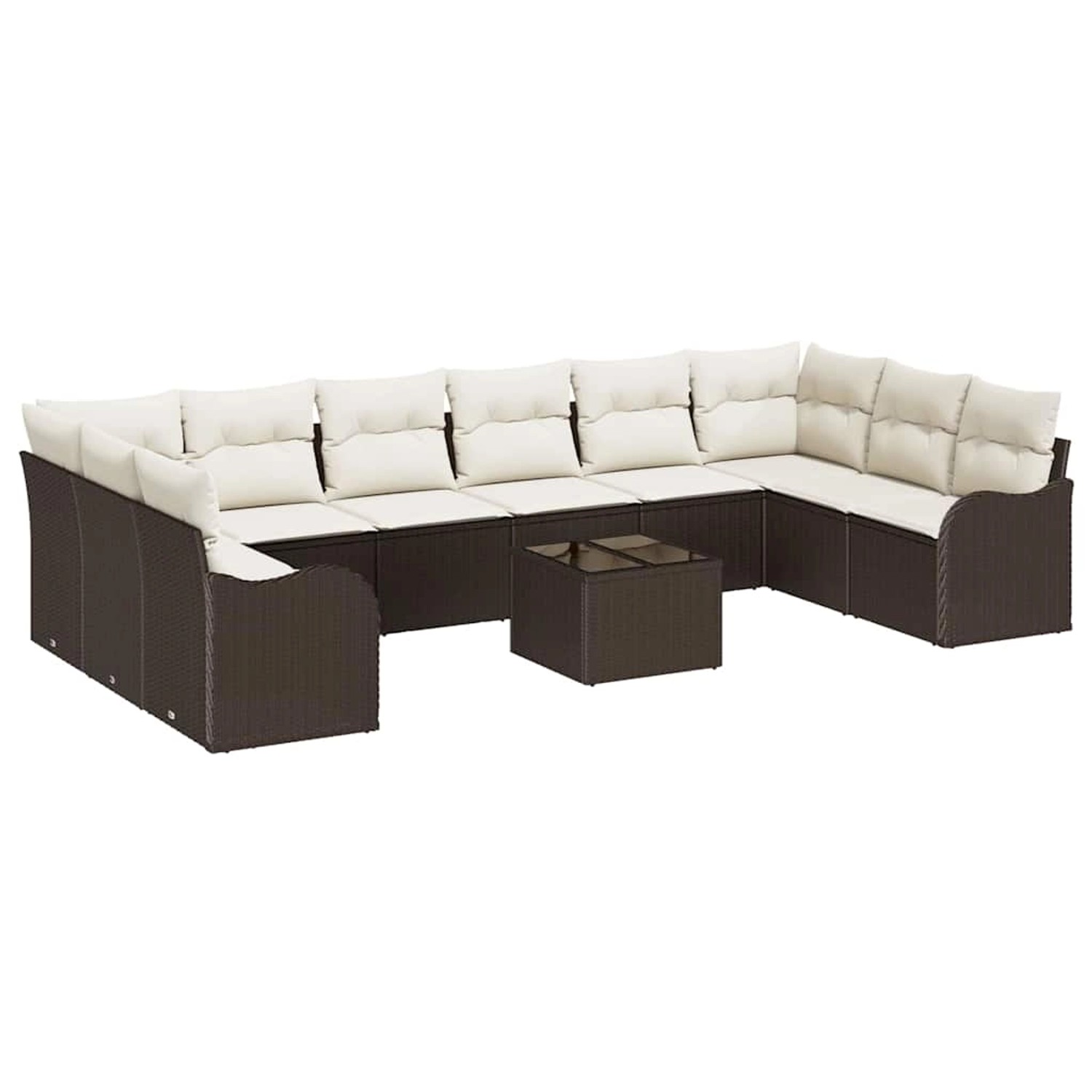 vidaXL Garten-Sofa-Set mit Kissen 11-Tlg Braun und Weiß Poly Rattan 3354557 günstig online kaufen