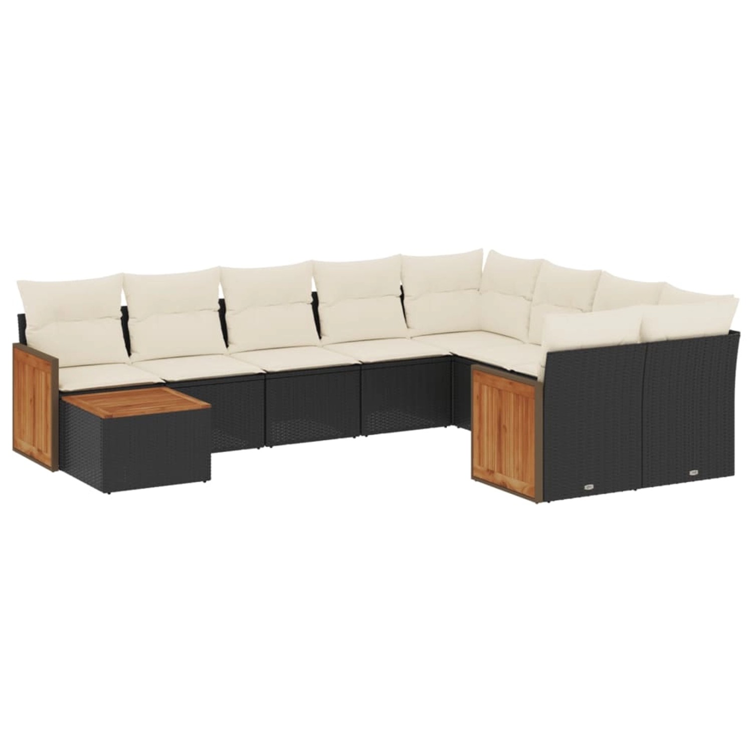 vidaXL 10-Tlg Garten-Sofagarnitur mit Kissen Schwarz Poly Rattan 3227995 günstig online kaufen