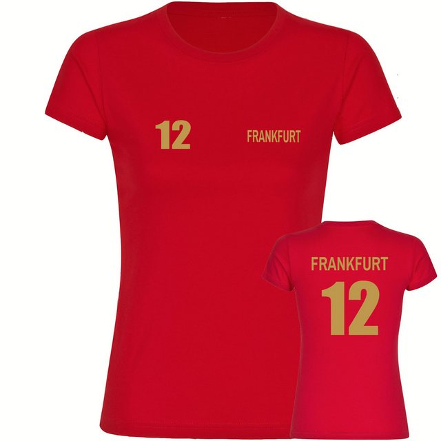 multifanshop T-Shirt Damen Frankfurt - Trikot Nummer 12 gold - Frauen günstig online kaufen