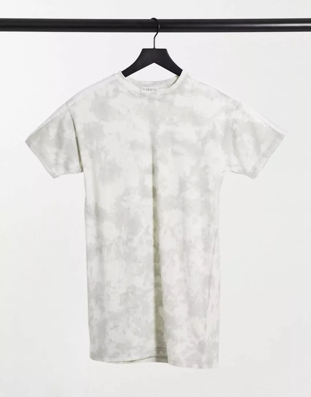 In The Style – Oversize-T-Shirt-Kleid mit Batikmuster in Grau günstig online kaufen