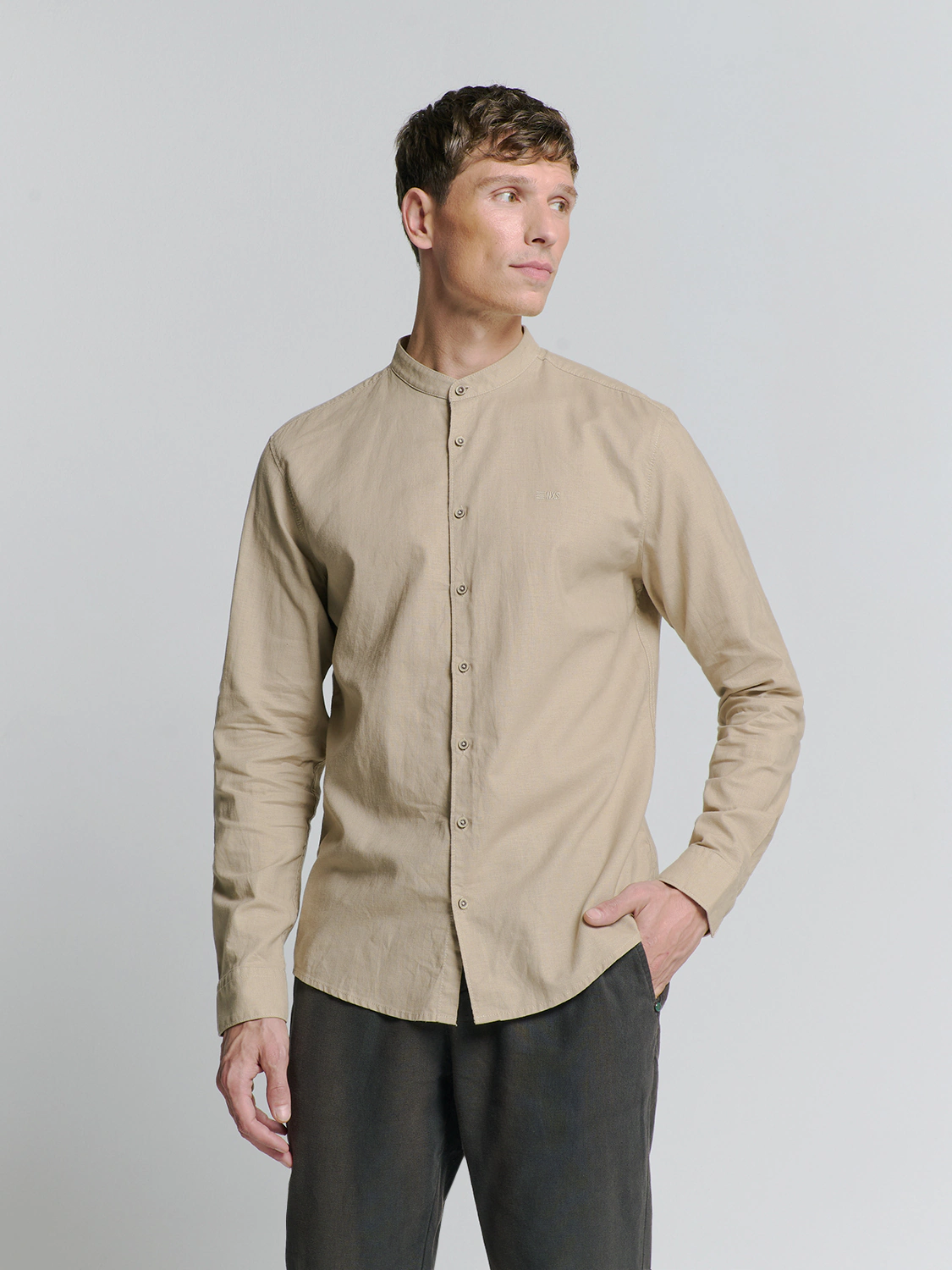 NO EXCESS Langarmhemd "No Excess Leinenhemd" günstig online kaufen