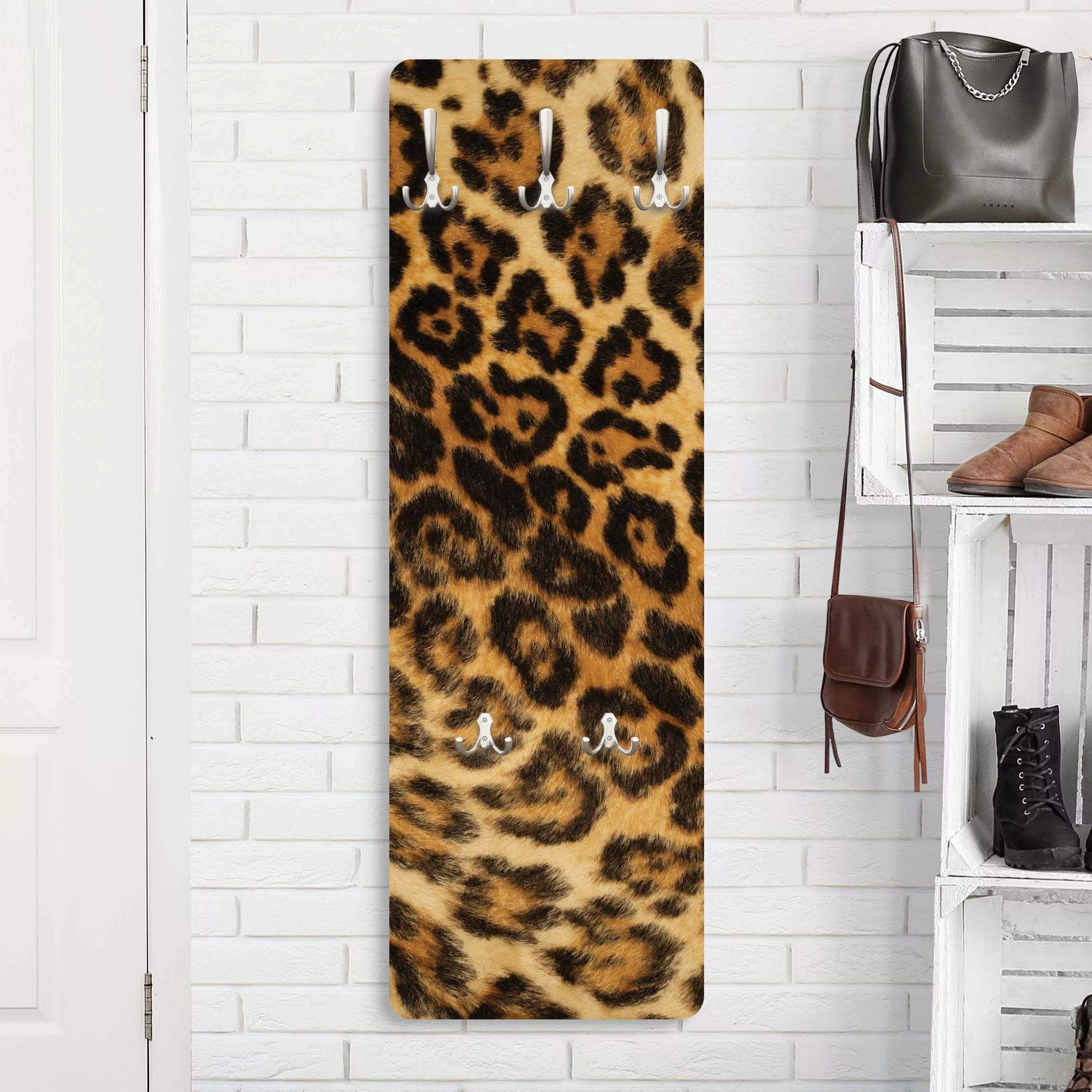 Wandgarderobe Holzpaneel Muster & Textur Jaguar Skin günstig online kaufen