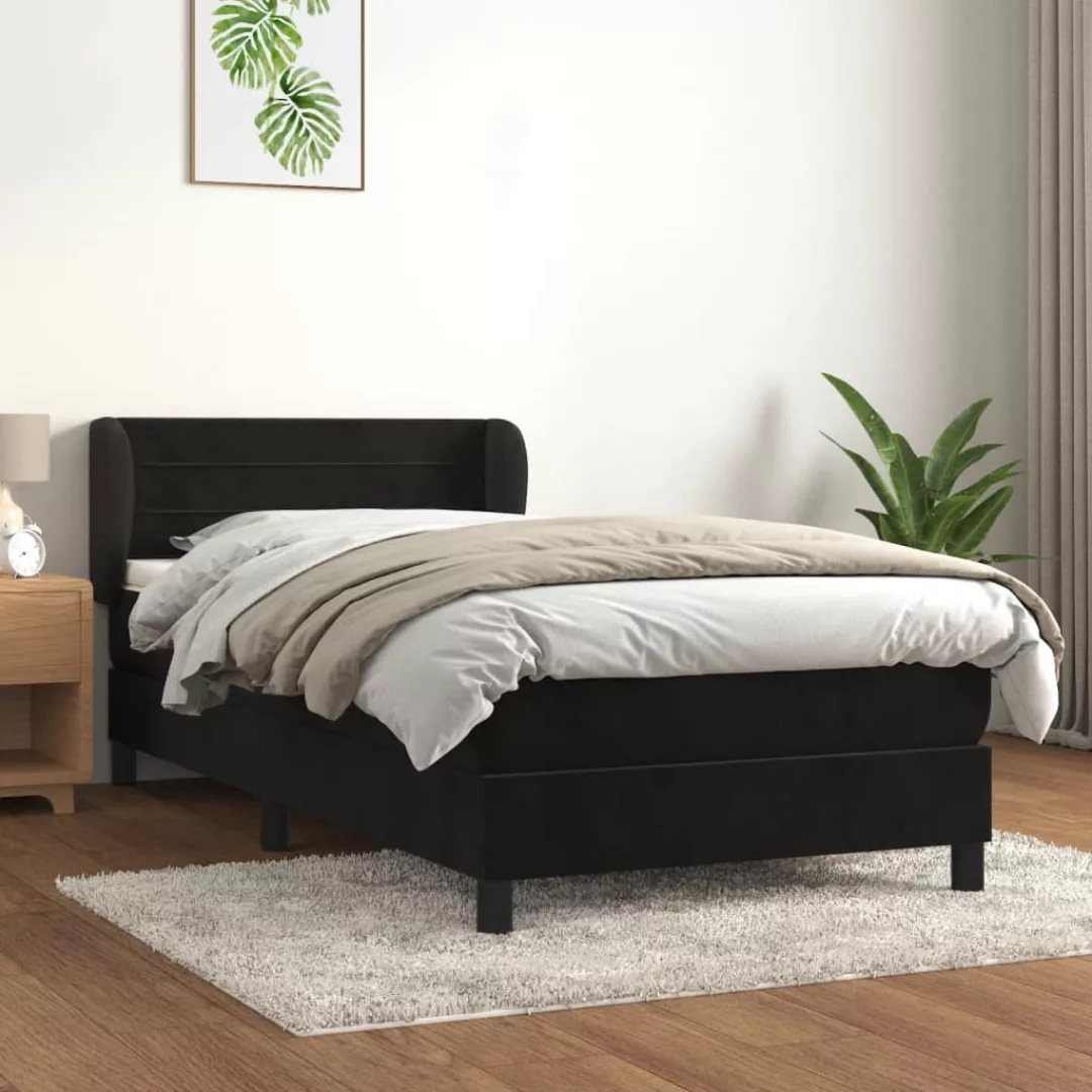 Vidaxl Boxspringbett Mit Matratze Schwarz 100x200 Cm Samt günstig online kaufen