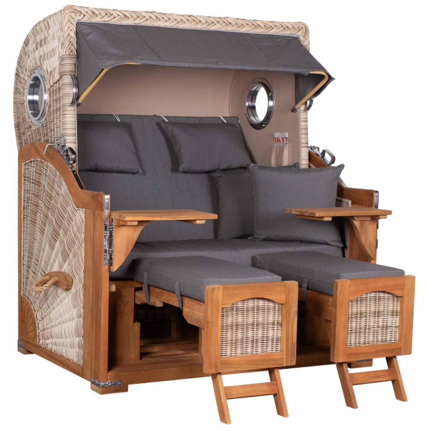 GarWoh Strandkorb Rantum Grande Teak PE Shell Dessin 551 günstig online kaufen