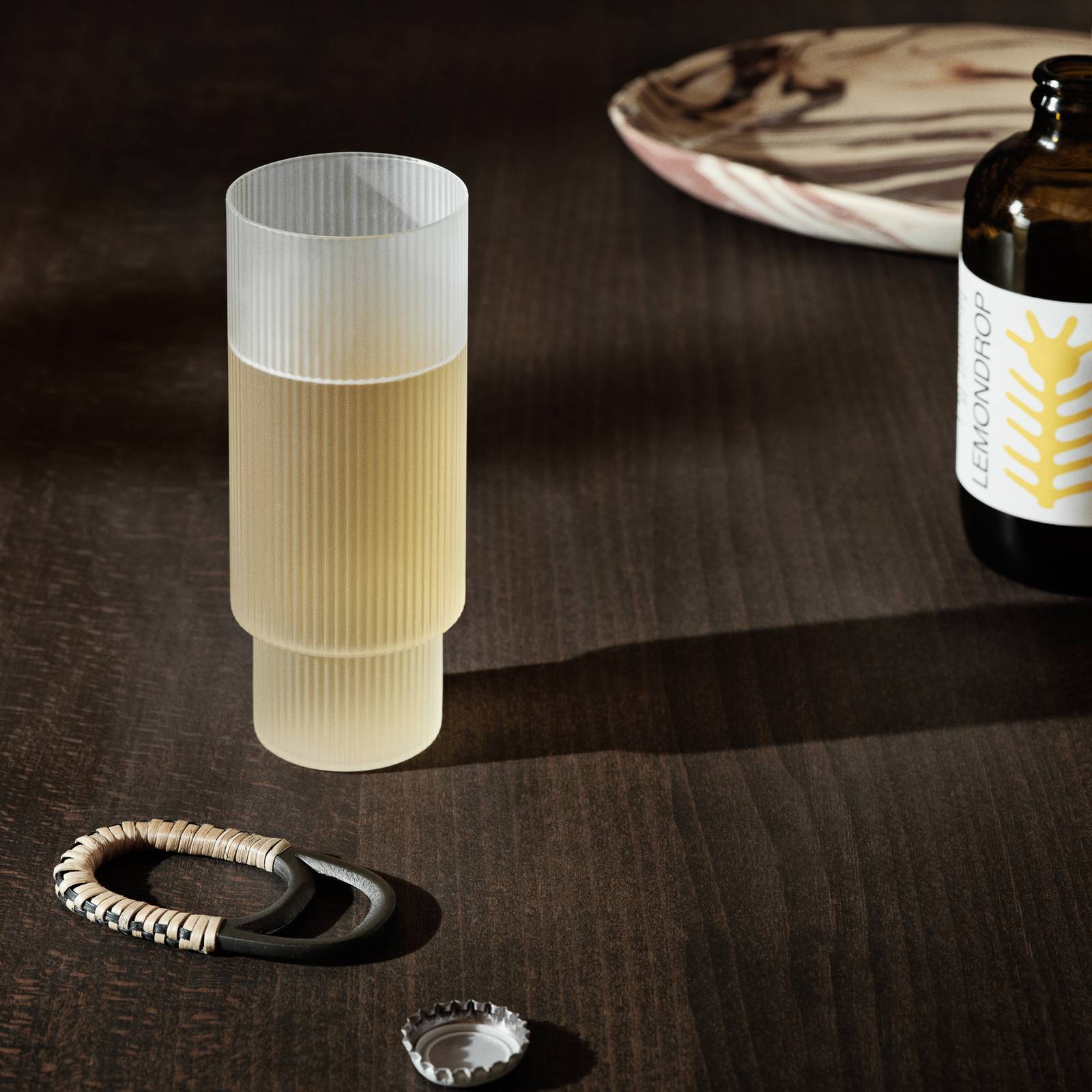 ferm LIVING Longdrinkglas Ripple, weiß, 300 ml, Glas, 4er günstig online kaufen