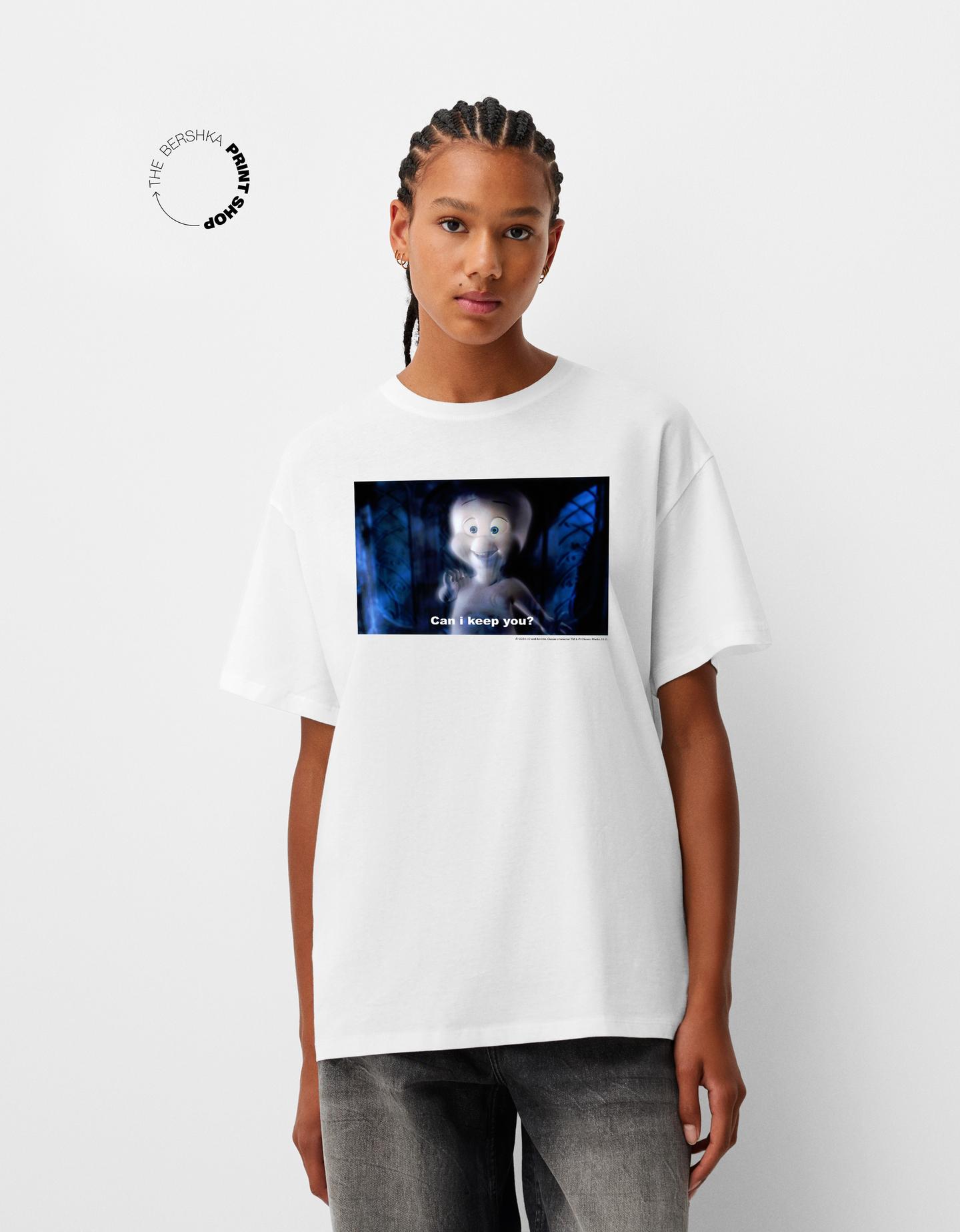 Bershka Oversize-T-Shirt Casper Mit Kurzen Ärmeln Damen L Grbrochenes Weiss günstig online kaufen