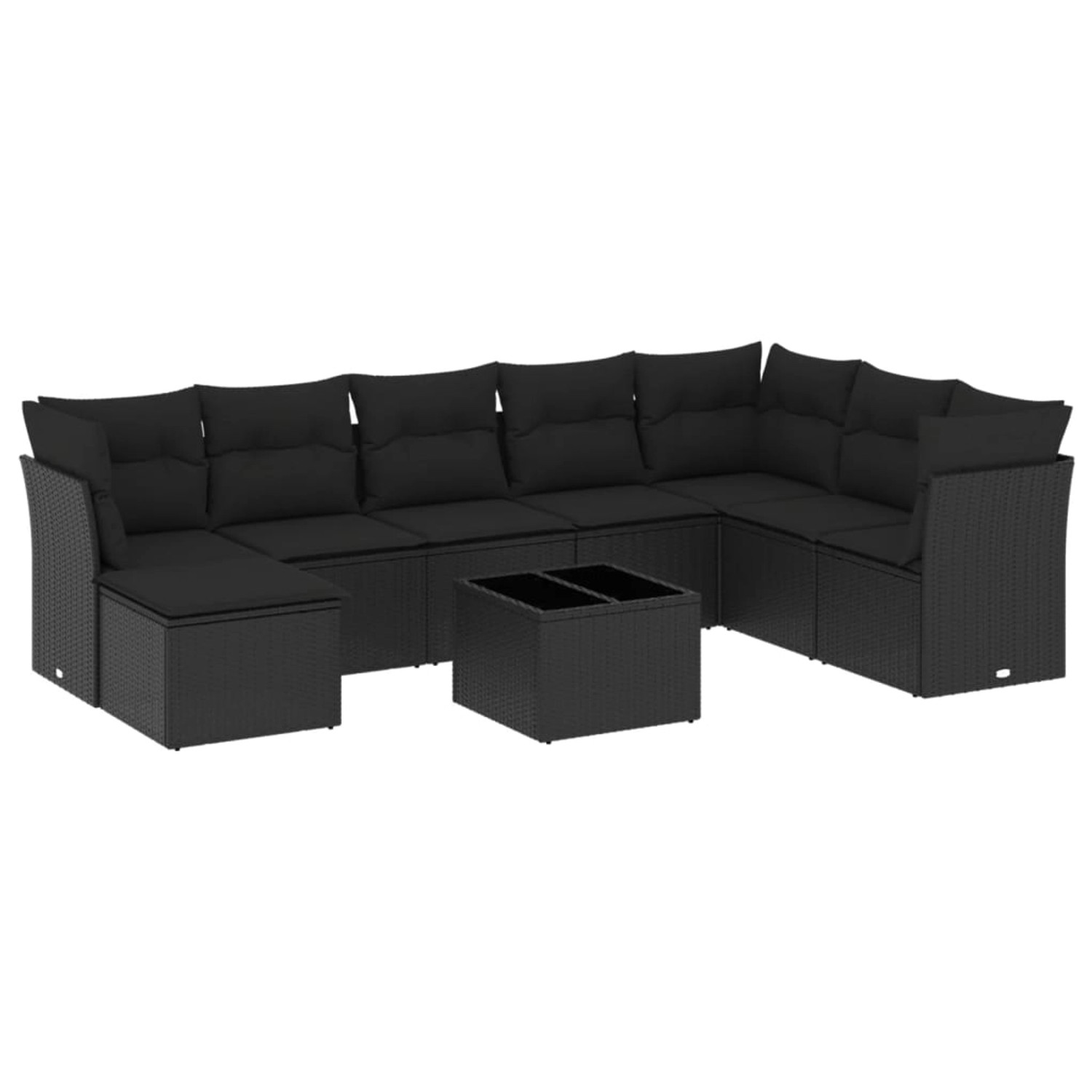 vidaXL 9-tlg Garten-Sofagarnitur mit Kissen Schwarz Poly Rattan Modell 13 günstig online kaufen