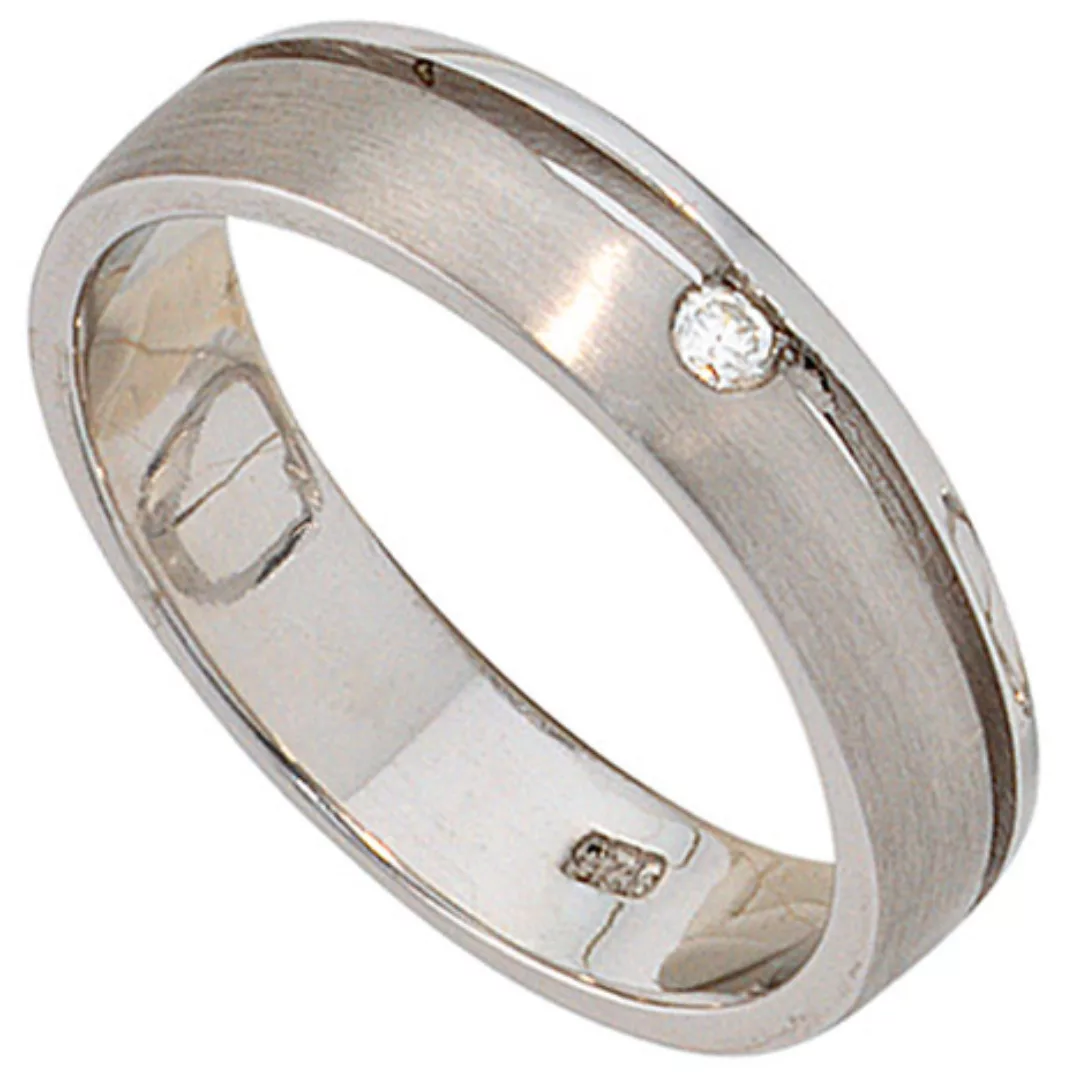 SIGO Damen Ring 925 Sterling Silber rhodiniert mattiert 1 Diamant Brillant günstig online kaufen