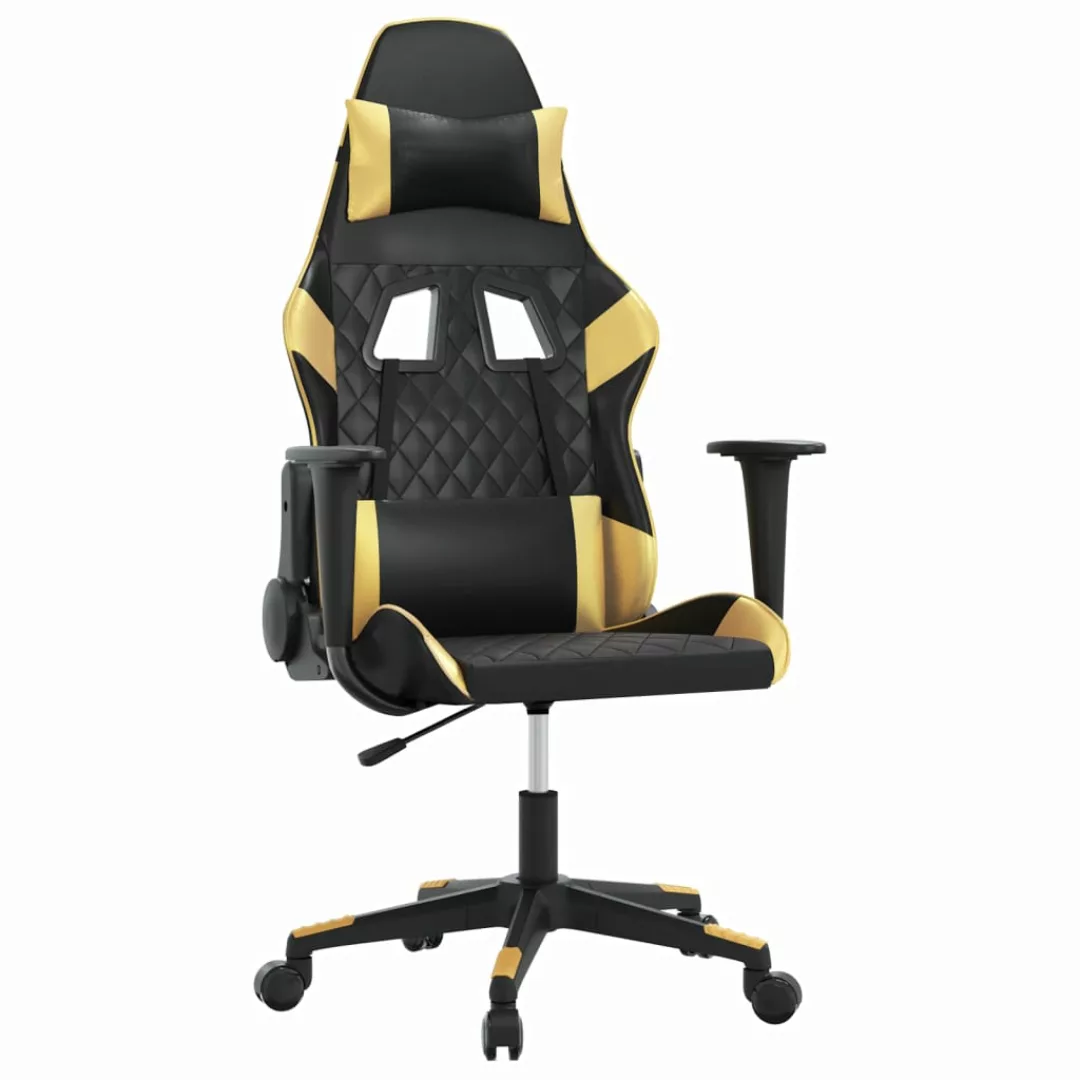 Vidaxl Gaming-stuhl Mit Massagefunktion Schwarz & Golden Kunstleder günstig online kaufen