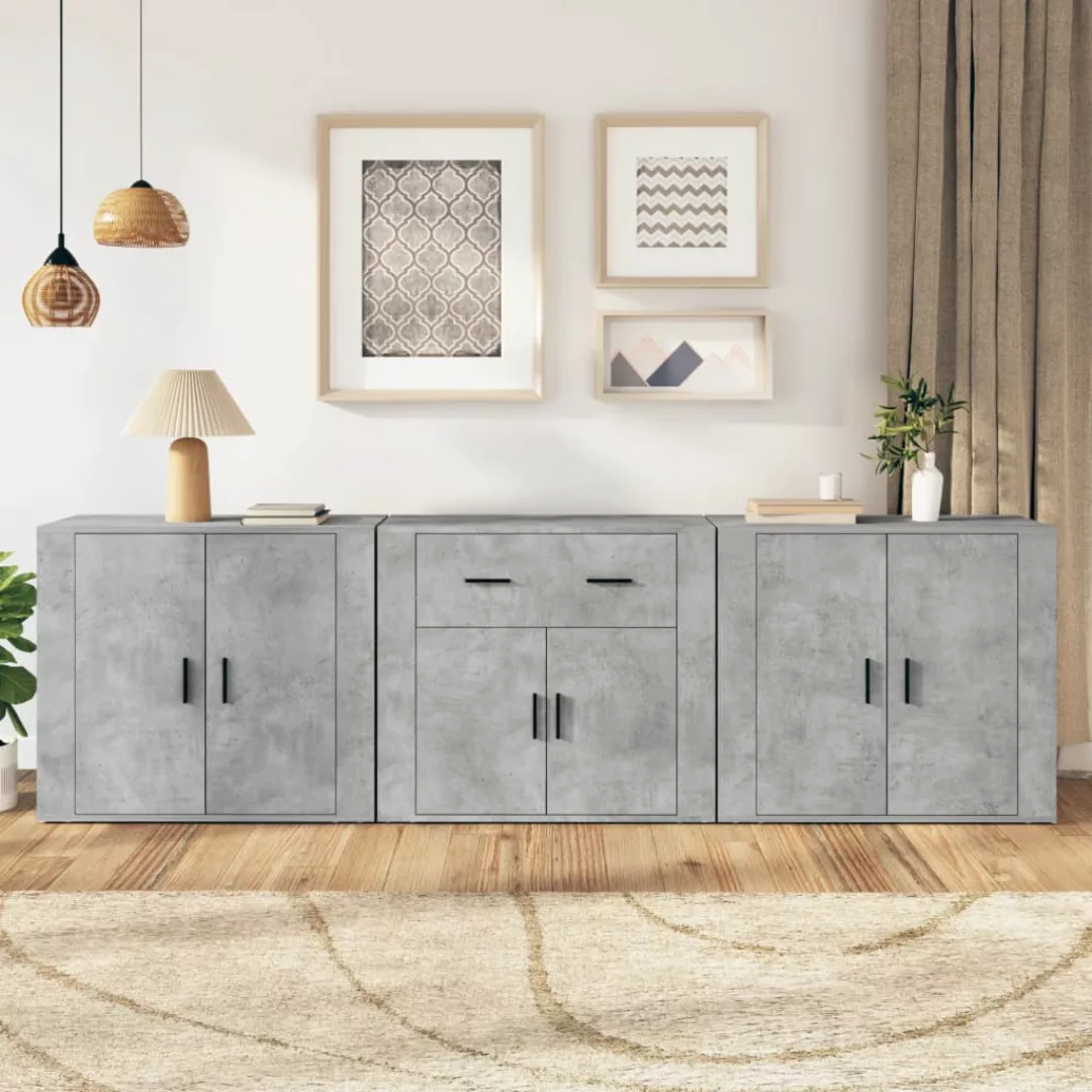 Vidaxl Sideboards 3 Stk. Betongrau Holzwerkstoff günstig online kaufen