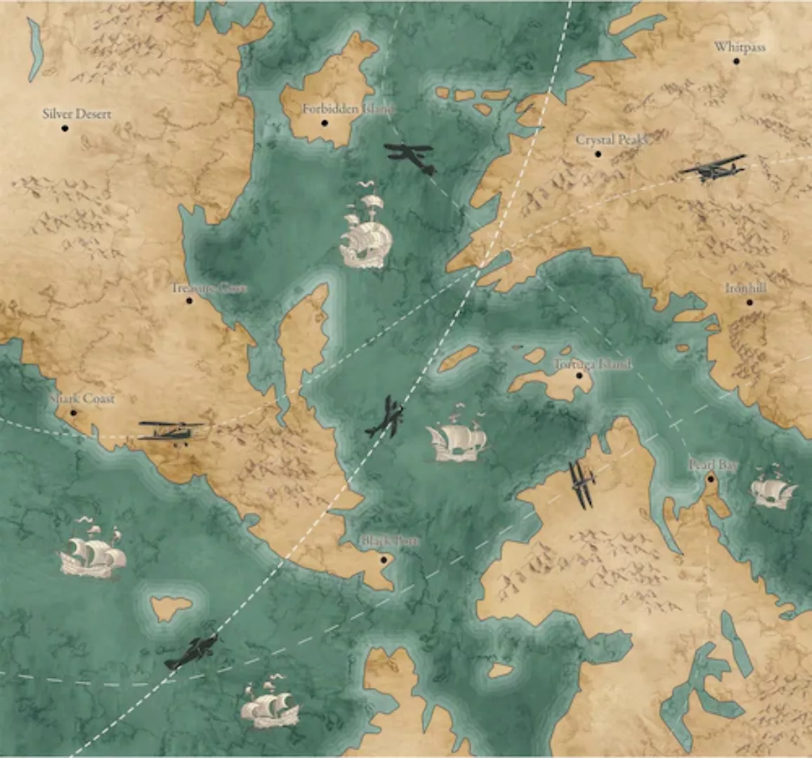 Komar Vliestapete »Old Travel Map«, 300x280 cm (Breite x Höhe) günstig online kaufen