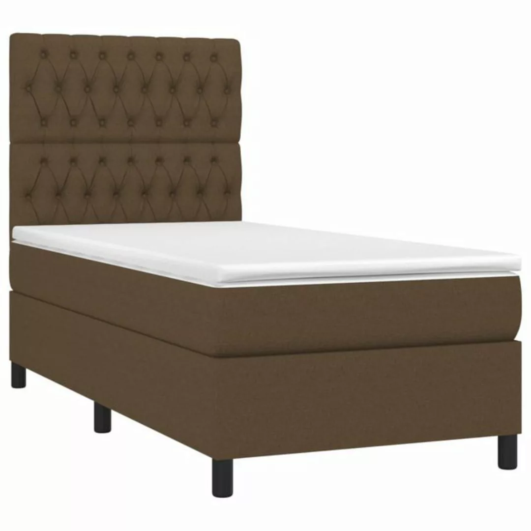 vidaXL Bett Boxspringbett mit Matratze Dunkelbraun 90x200 cm Stoff günstig online kaufen