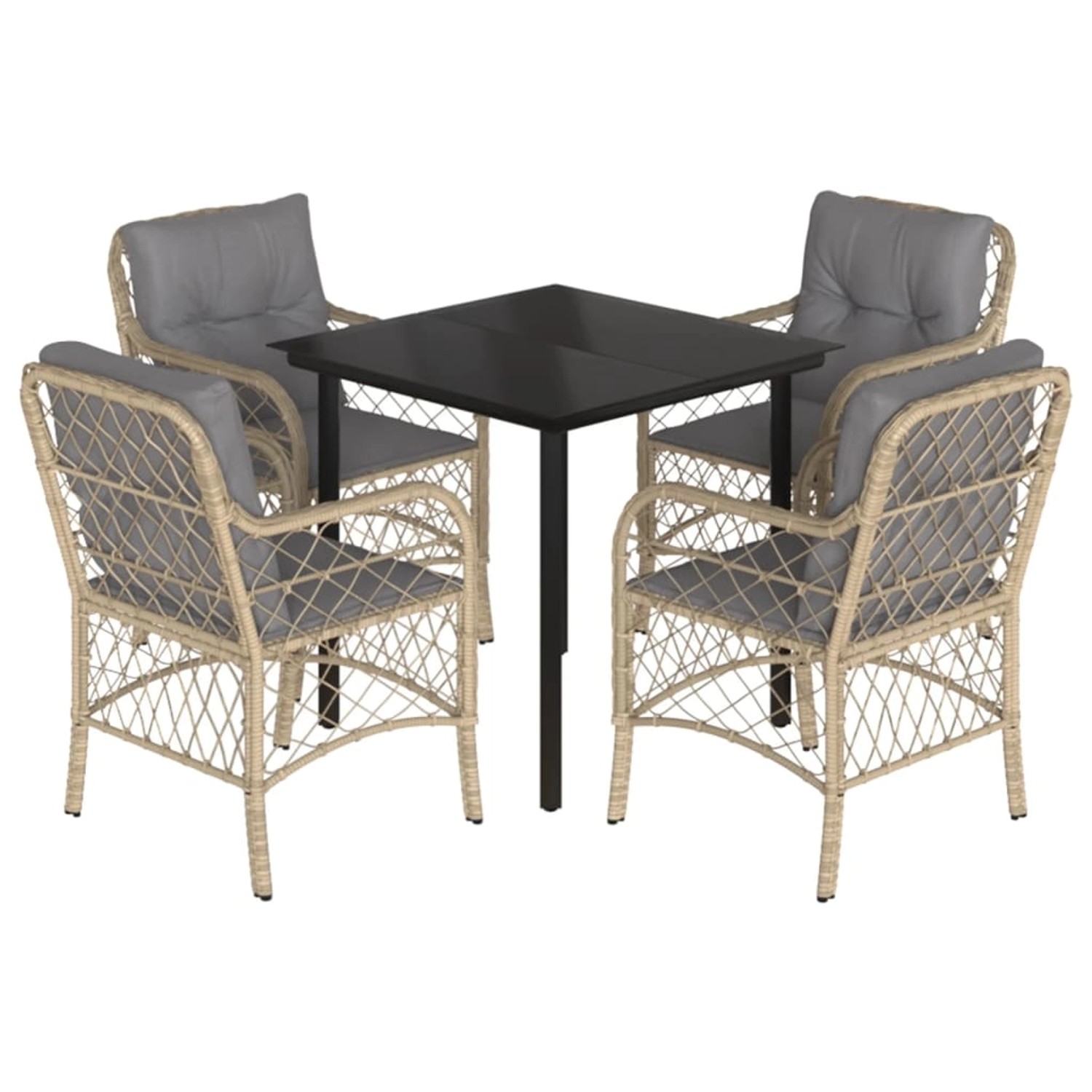 vidaXL 5-Tlg Garten-Essgruppe mit Kissen Beigemischung Poly Rattan 3212160 günstig online kaufen