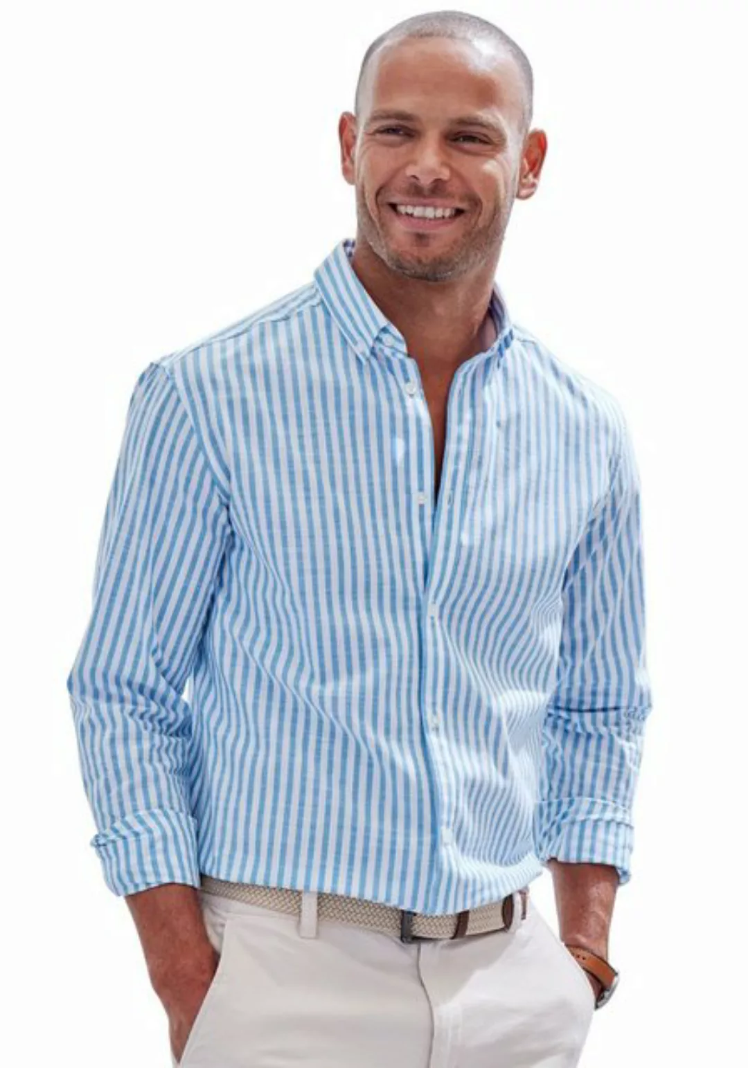 John Devin Langarmhemd Regular Fit Streifenhemd mit Button-down-Kragen, aus günstig online kaufen