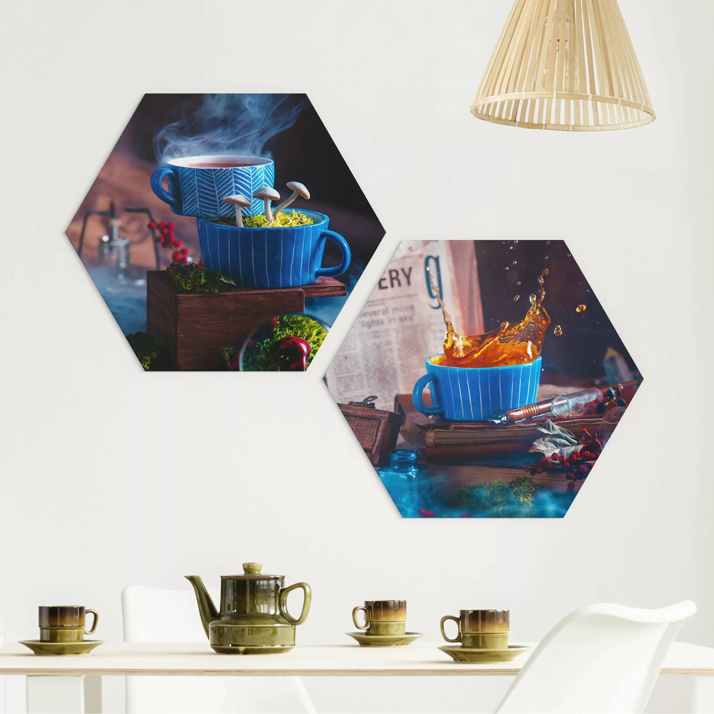 2-teiliges Hexagon-Forexbild Geheimnisvolle Teetasse günstig online kaufen
