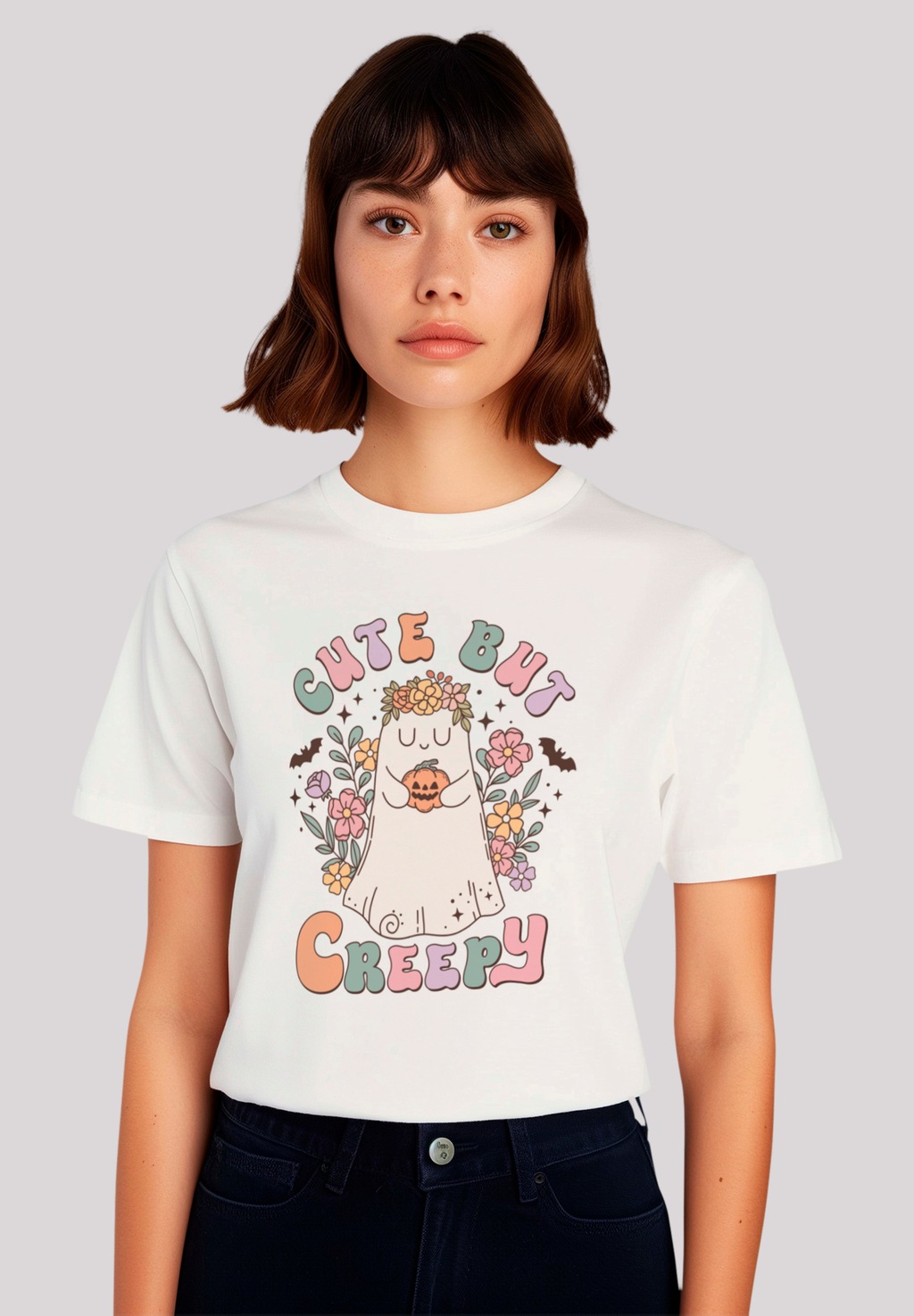 F4NT4STIC T-Shirt "Retro Halloween Cute But Creepy", Premium Qualität, Hall günstig online kaufen