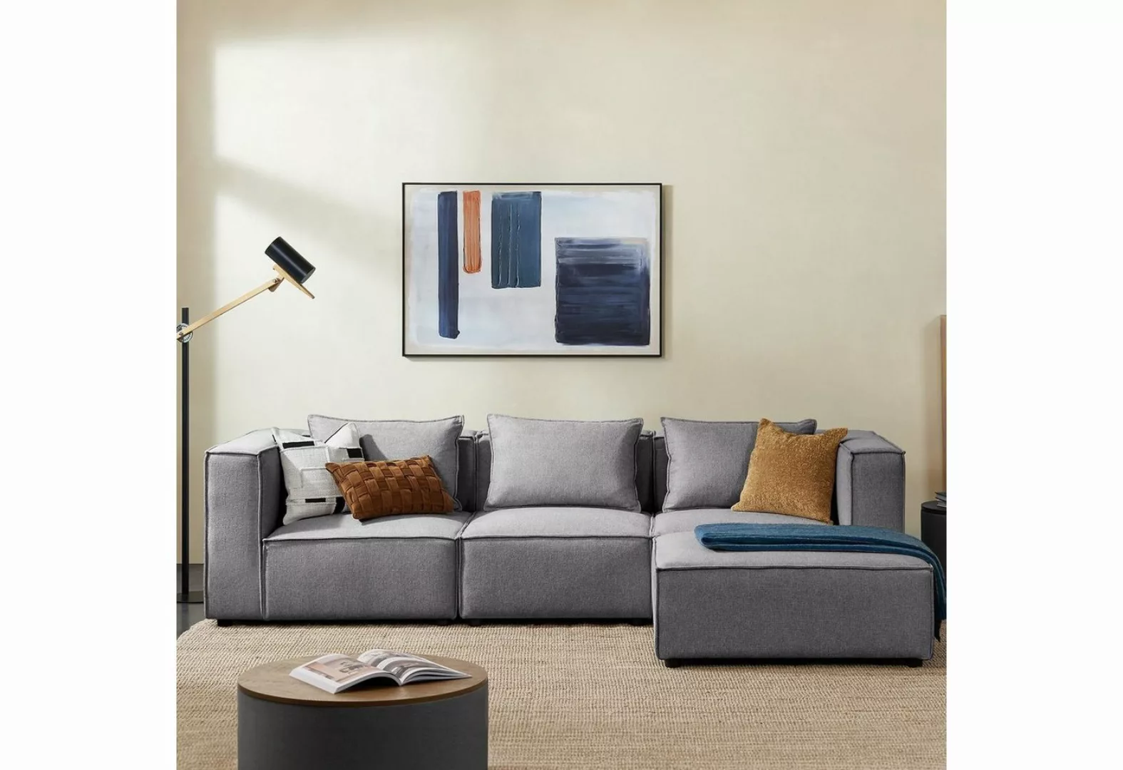 Juskys Ecksofa Domas, 4 Teile, L, modulare Couch für Wohnzimmer, 3 Sitzer m günstig online kaufen
