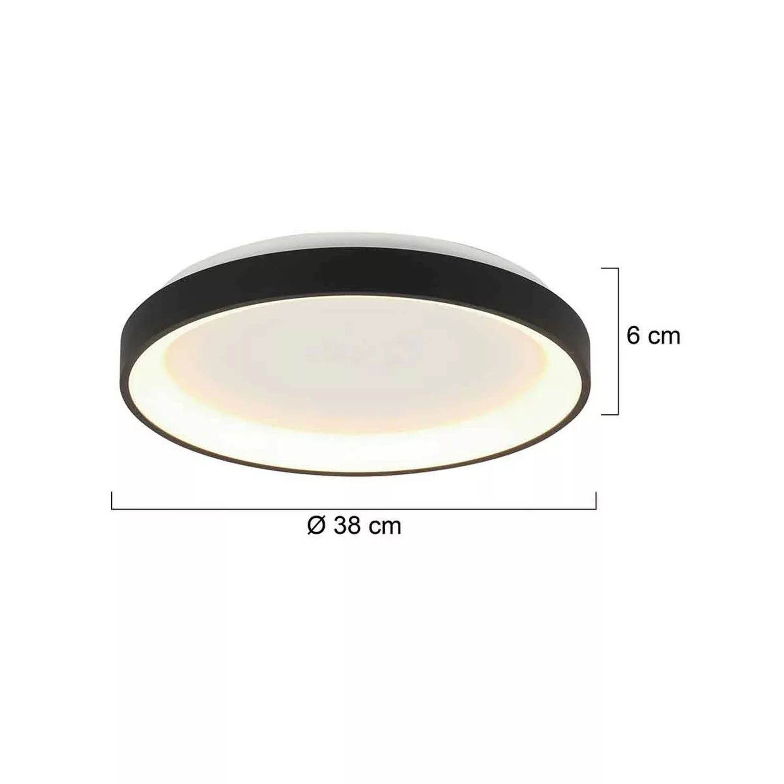 LED-Deckenleuchte Ringlede, schwarz, Höhe 6 cm, Ø 38 cm günstig online kaufen