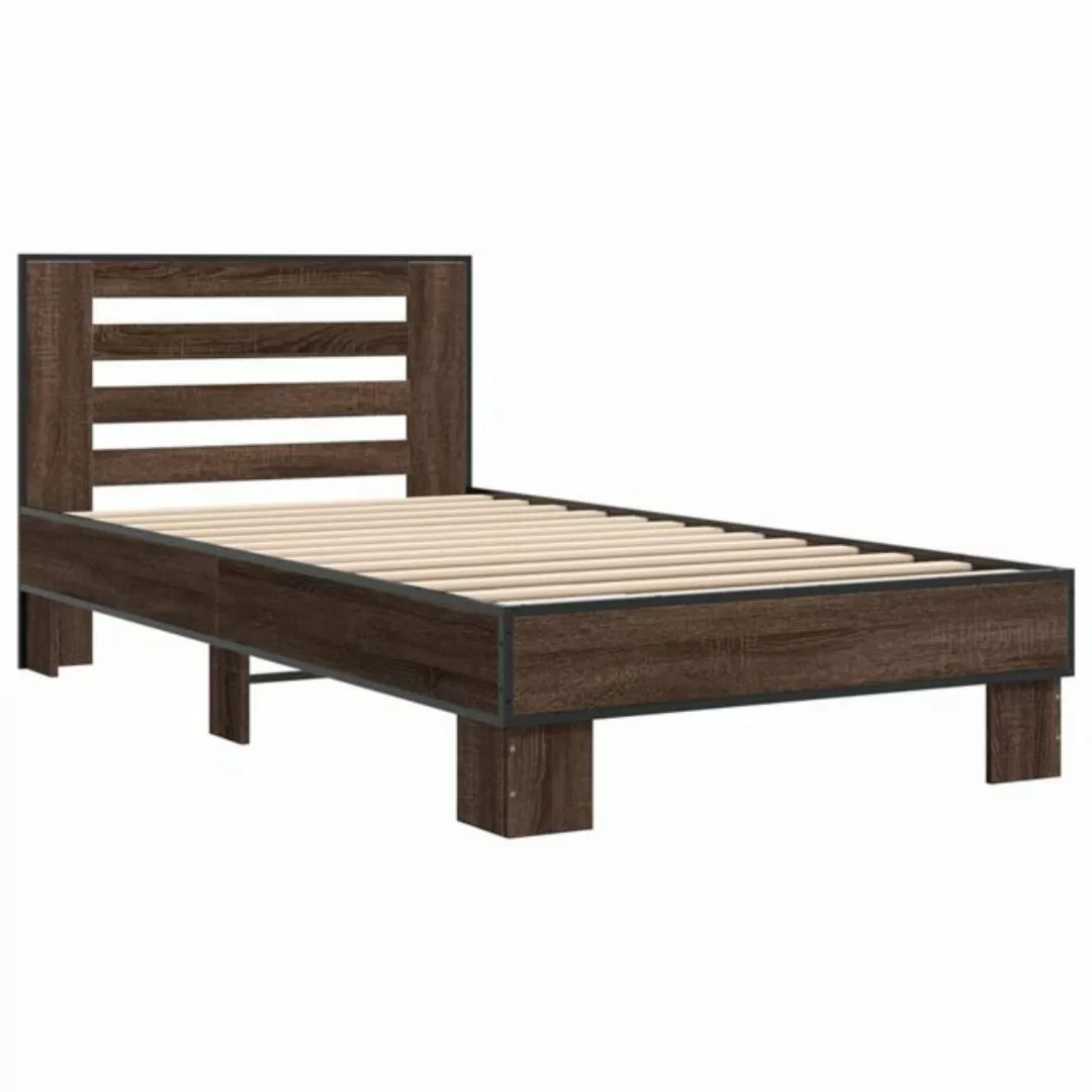 vidaXL Bett Bettgestell Braun Eichen-Optik 75x190 cm Holzwerkstoff Metall günstig online kaufen