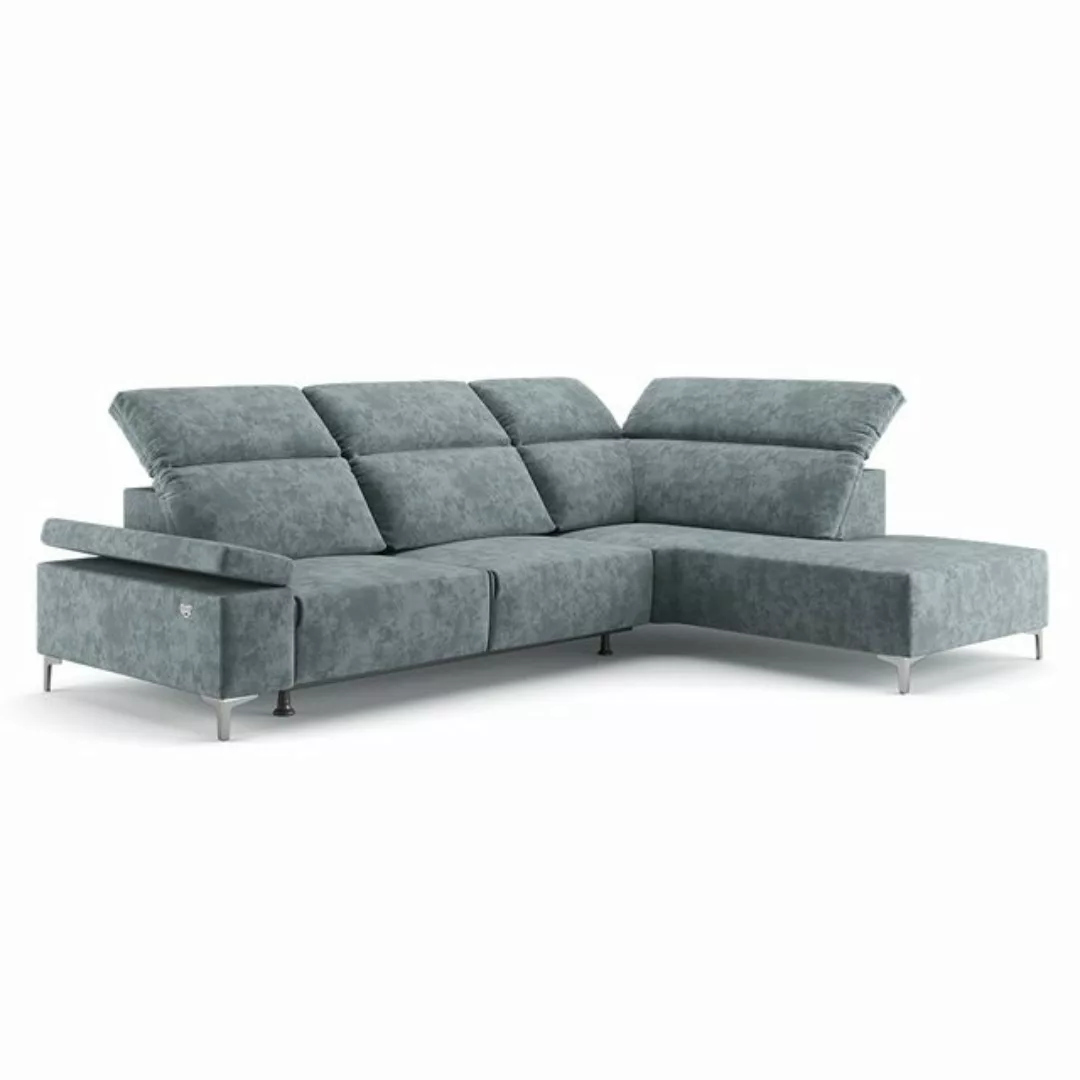 VitaliSpa® Ecksofa James, Grau, 301 x 218 cm Rechte Ecke, elektrisch auffah günstig online kaufen