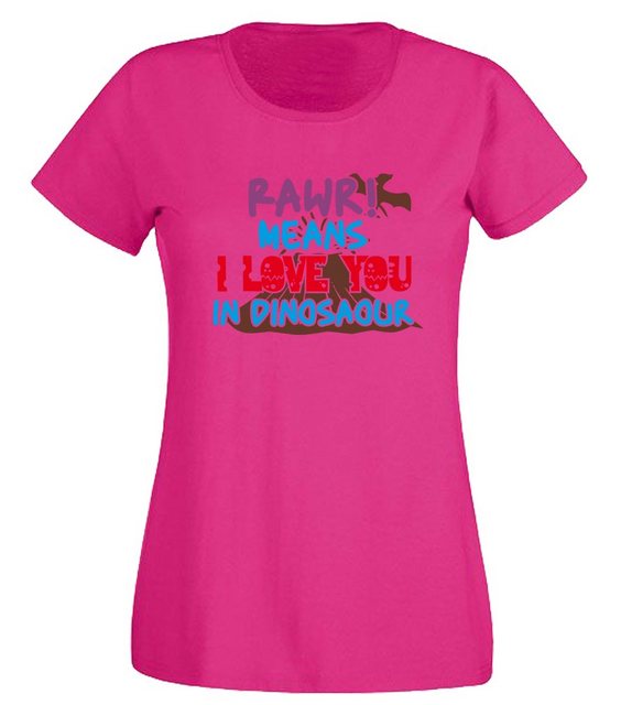 G-graphics T-Shirt Damen T-Shirt - RAWR means I love you in dinosaour Slim- günstig online kaufen