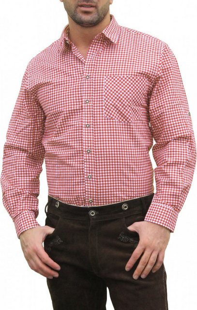 German Wear Trachtenhemd O43 Trachtenhemd für Lederhosen mit Verzierung rot günstig online kaufen