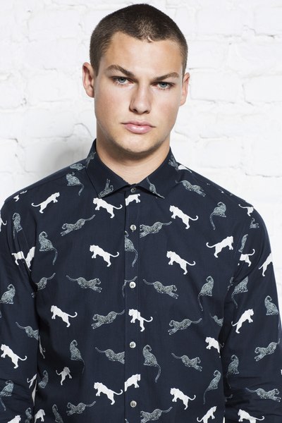 Hemd Mit Muster - Metro Shirt Slim - All Over Print Wild Cat günstig online kaufen