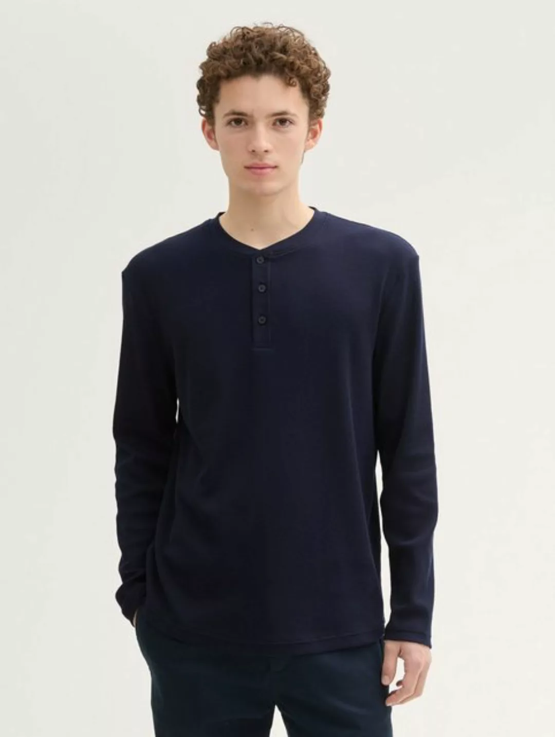 TOM TAILOR Denim T-Shirt Strukturiertes Henley T-Shirt günstig online kaufen