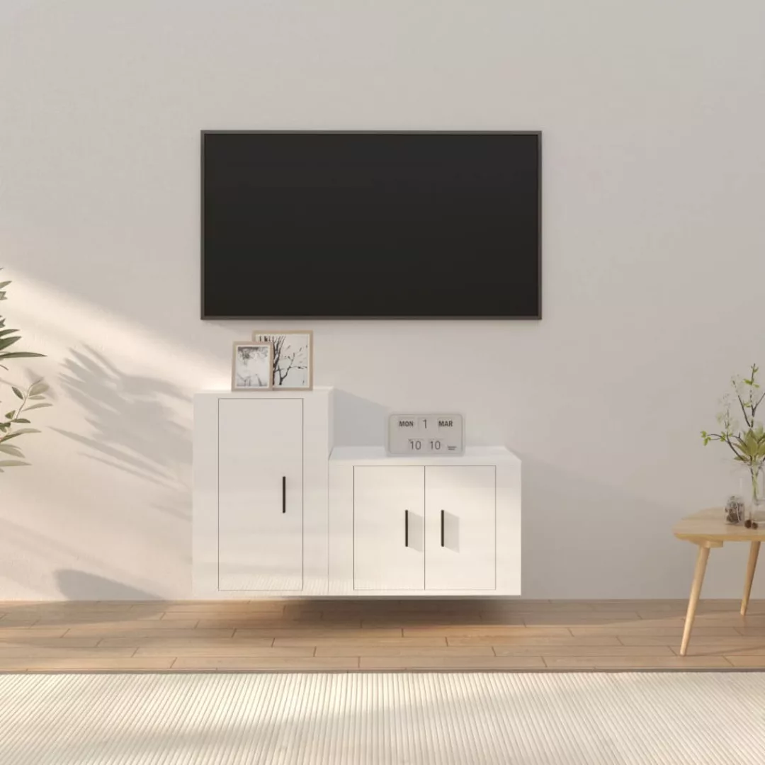 Vidaxl 2-tlg. Tv-schrank-set Hochglanz-weiß Holzwerkstoff günstig online kaufen