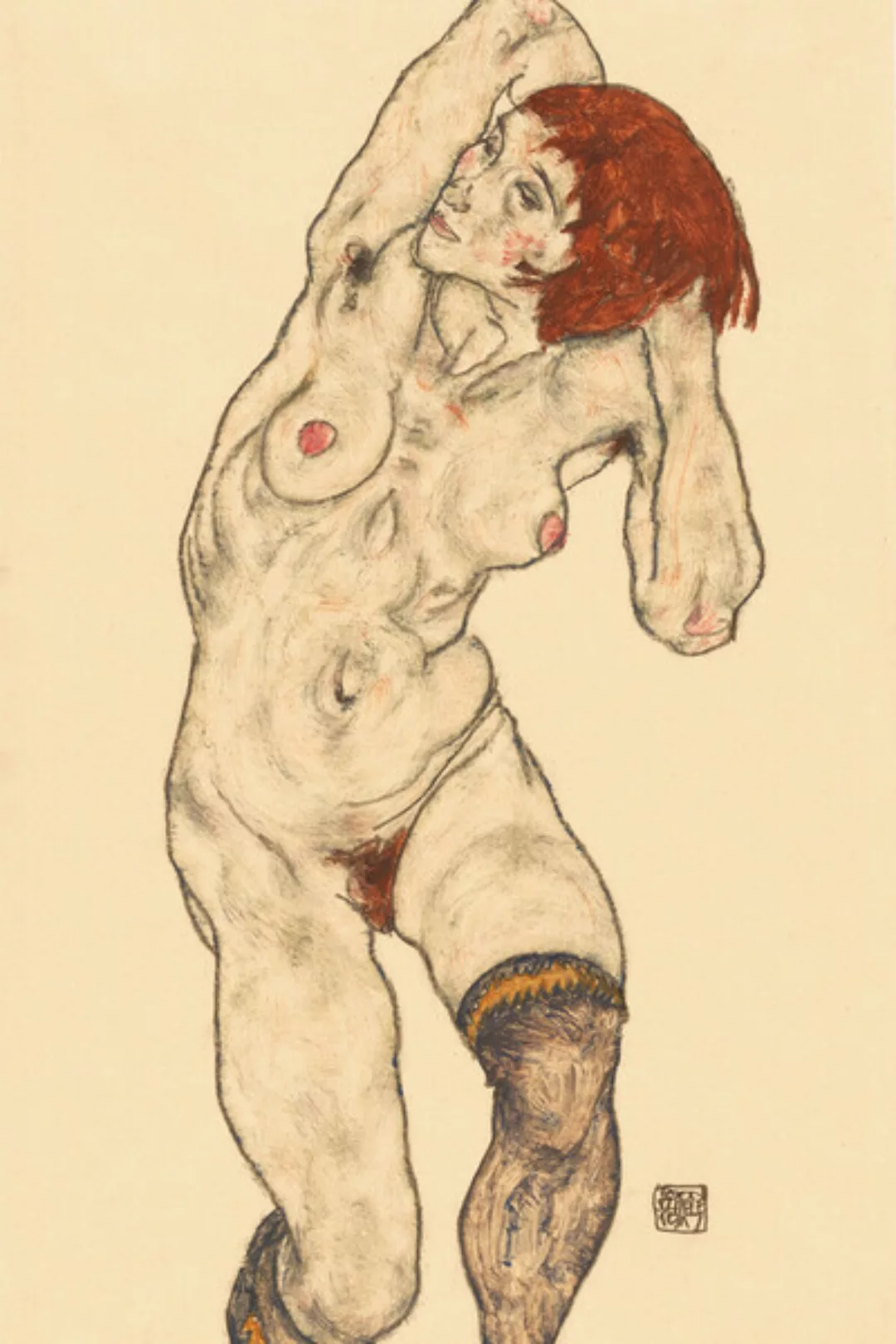 Poster / Leinwandbild - Egon Schiele: Nude In Black Stockings günstig online kaufen