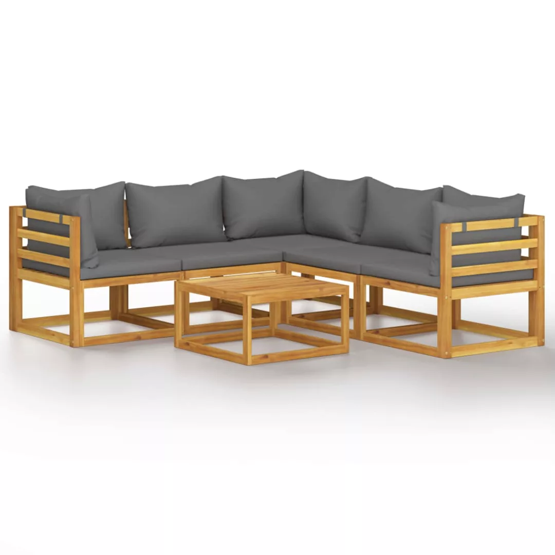 6-tlg. Garten-lounge-set Mit Auflagen Massivholz Akazie günstig online kaufen